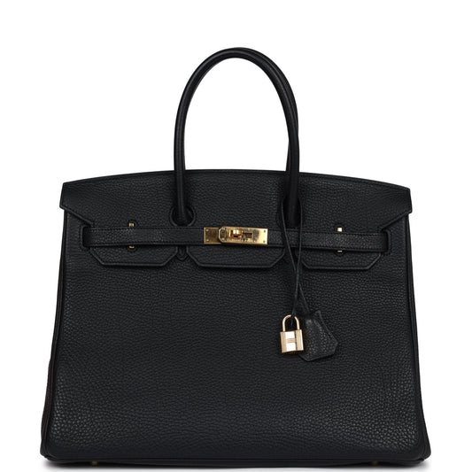 Pre-owned Hermes Birkin 35 Black Togo Gold Hardware