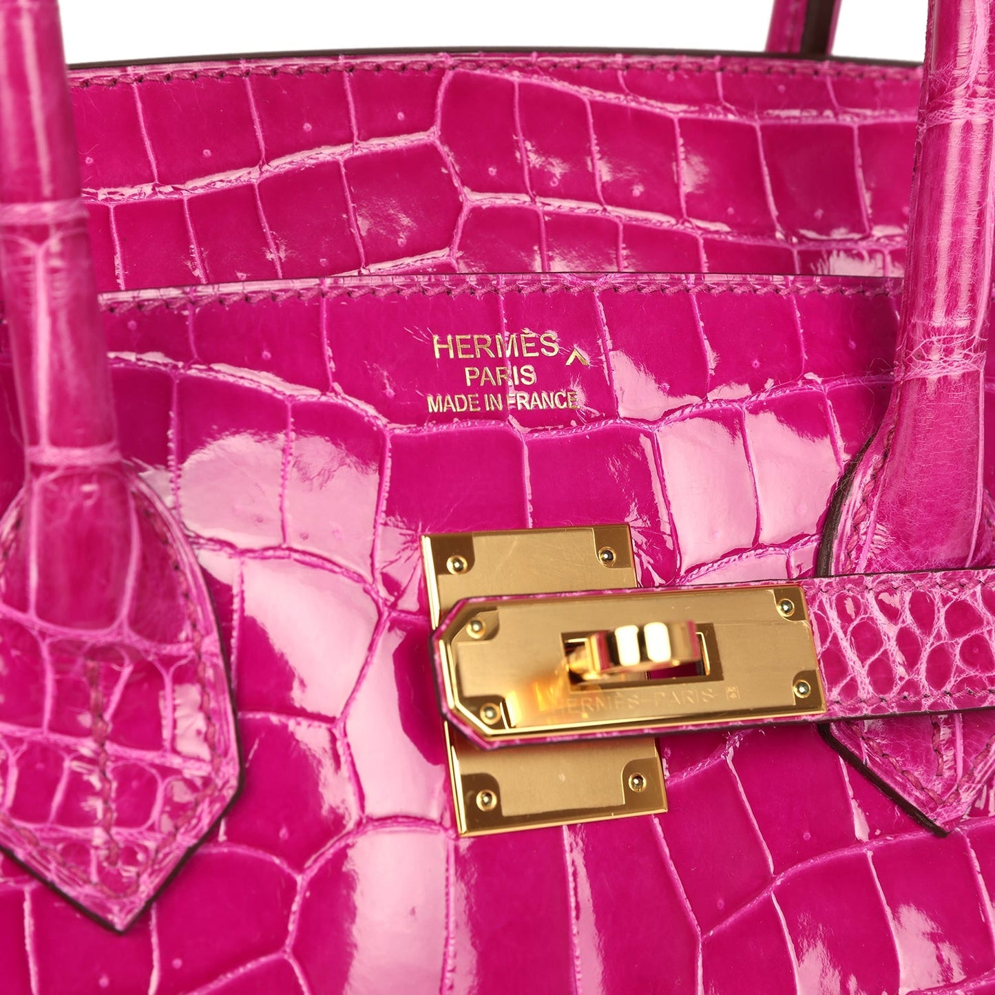 Hermes Birkin 35 Rose Scheherazade Shiny Porosus Crocodile Gold Hardware