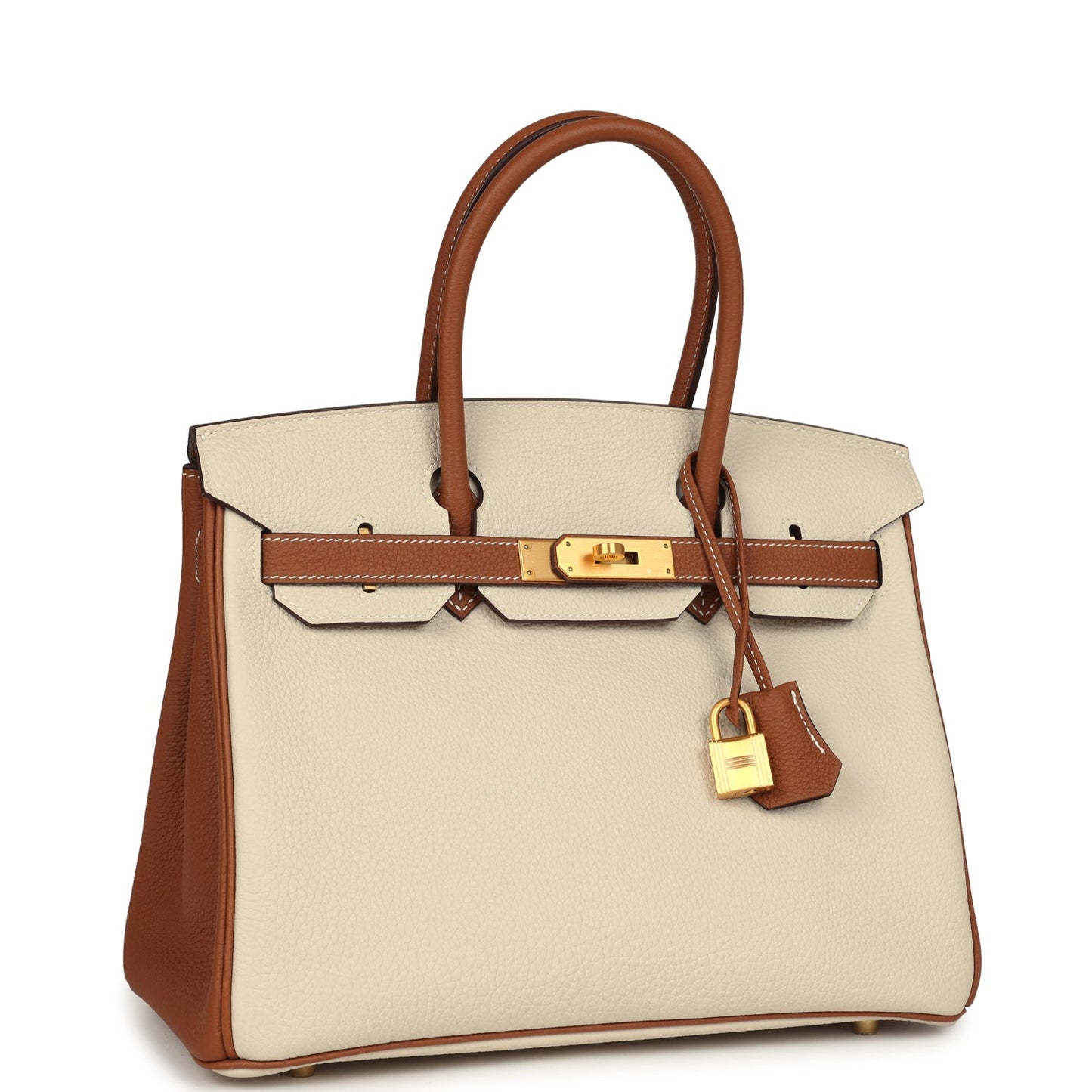 Pre-owned Hermes Special Order (HSS) Birkin 30 Craie and Gold Togo Brushed Gold Hardware