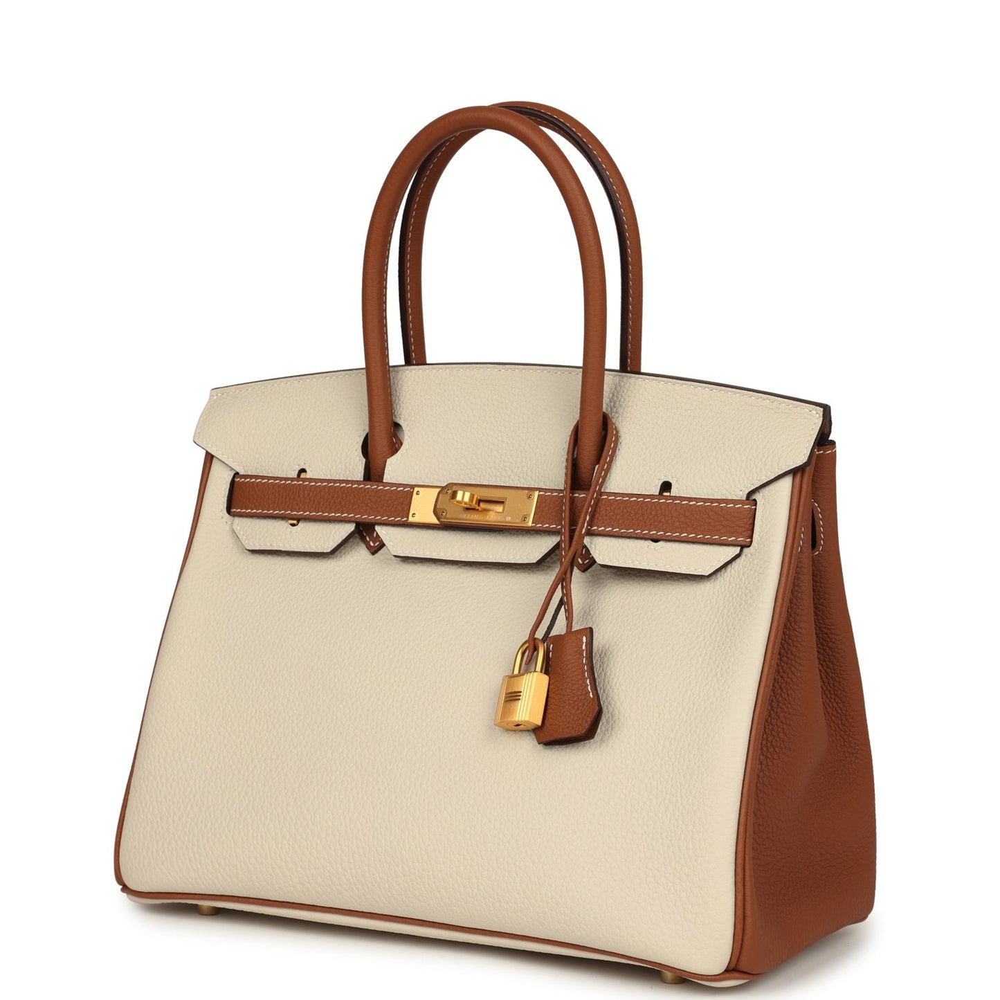 Pre-owned Hermes Special Order (HSS) Birkin 30 Craie and Gold Togo Brushed Gold Hardware