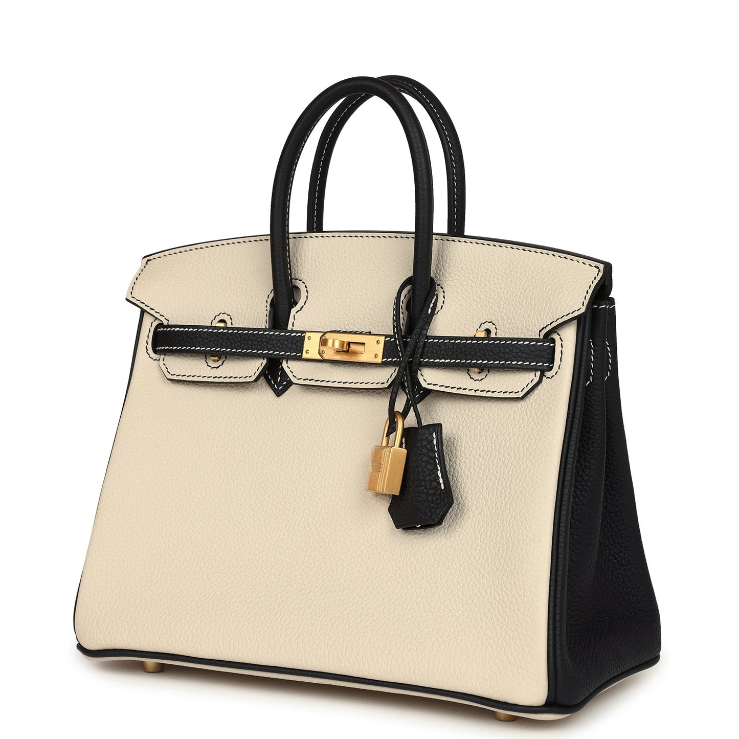 Hermes Special Order (HSS) Birkin 25 Craie and Black Togo Brushed Gold Hardware