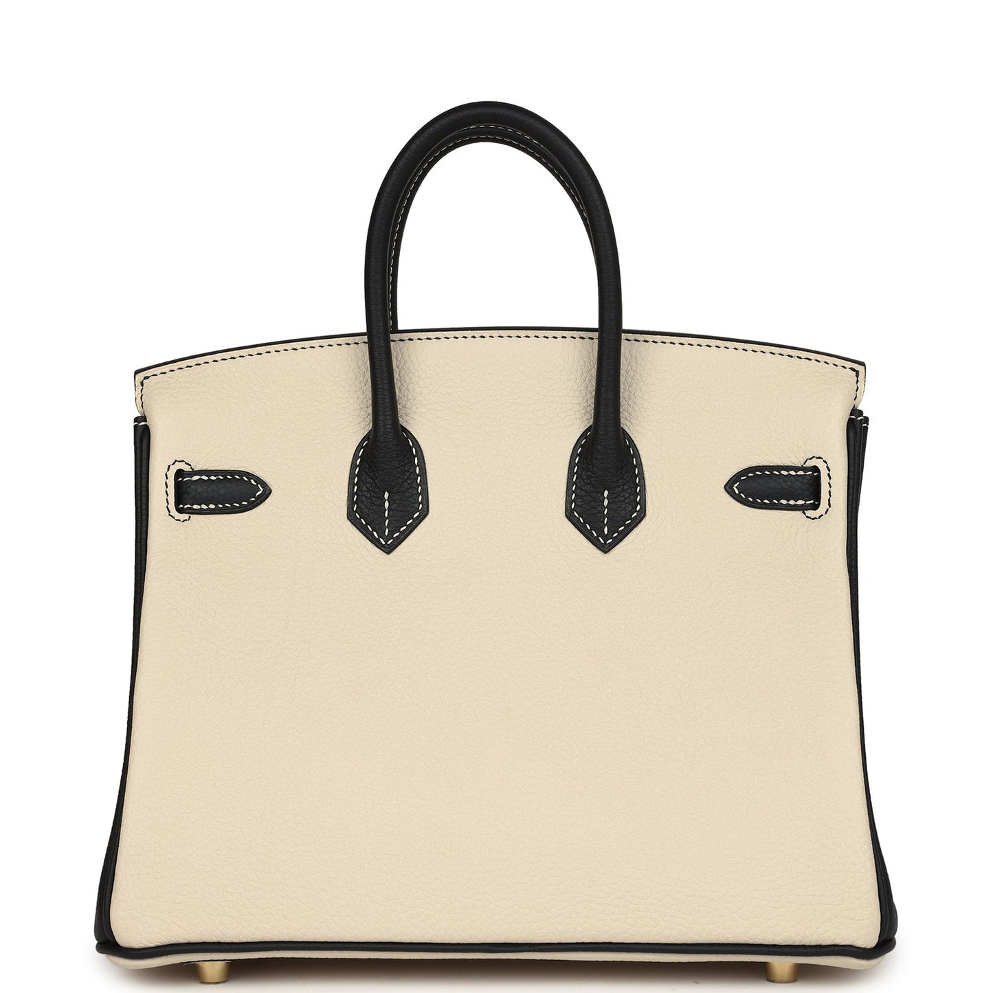 Hermes Special Order (HSS) Birkin 25 Craie and Black Togo Brushed Gold Hardware