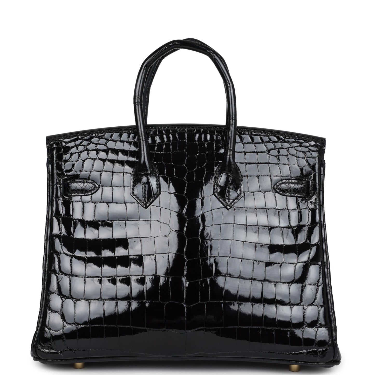 Hermes Birkin 25 Black Shiny Niloticus Crocodile Gold Hardware