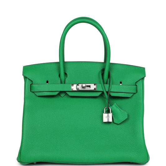 Pre-owned Hermes Birkin 30 Bambou Clemence Palladium Hardware