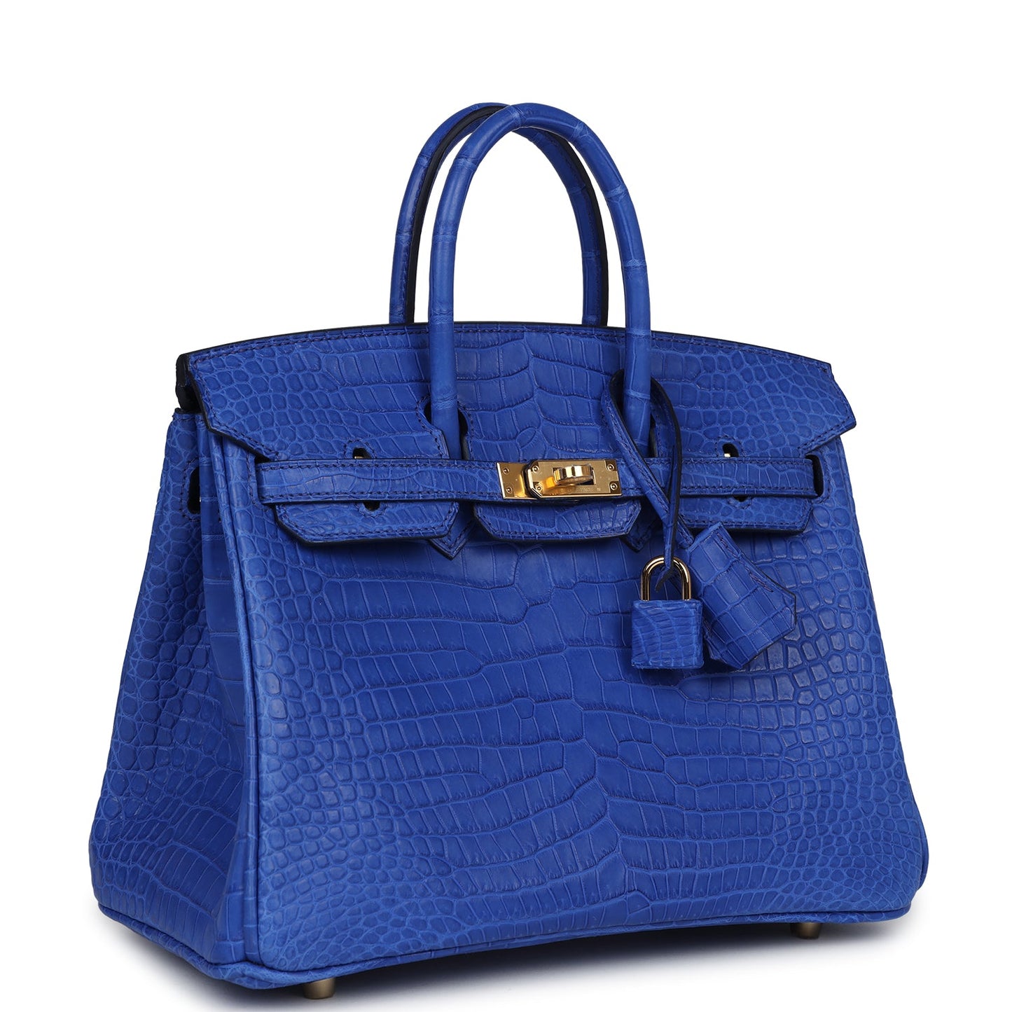 Hermes Birkin 25 Bleu Royal Matte Porosus Crocodile Gold Hardware