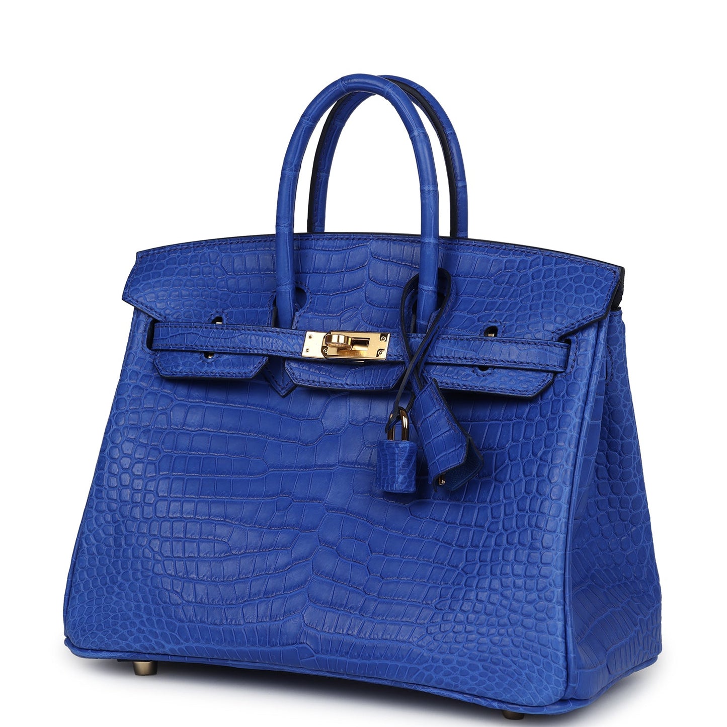 Hermes Birkin 25 Bleu Royal Matte Porosus Crocodile Gold Hardware