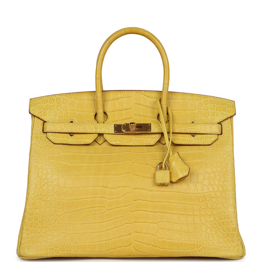 Hermes Birkin 35 Mimosa Matte Porosus Crocodile Gold Hardware - Bob Flawless Skincare 