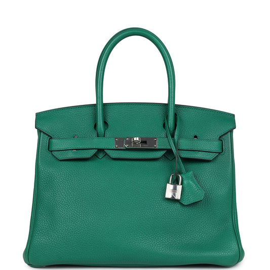 Pre-Owned Hermes Birkin 30 Vert Vertigo Clemence Palladium Hardware