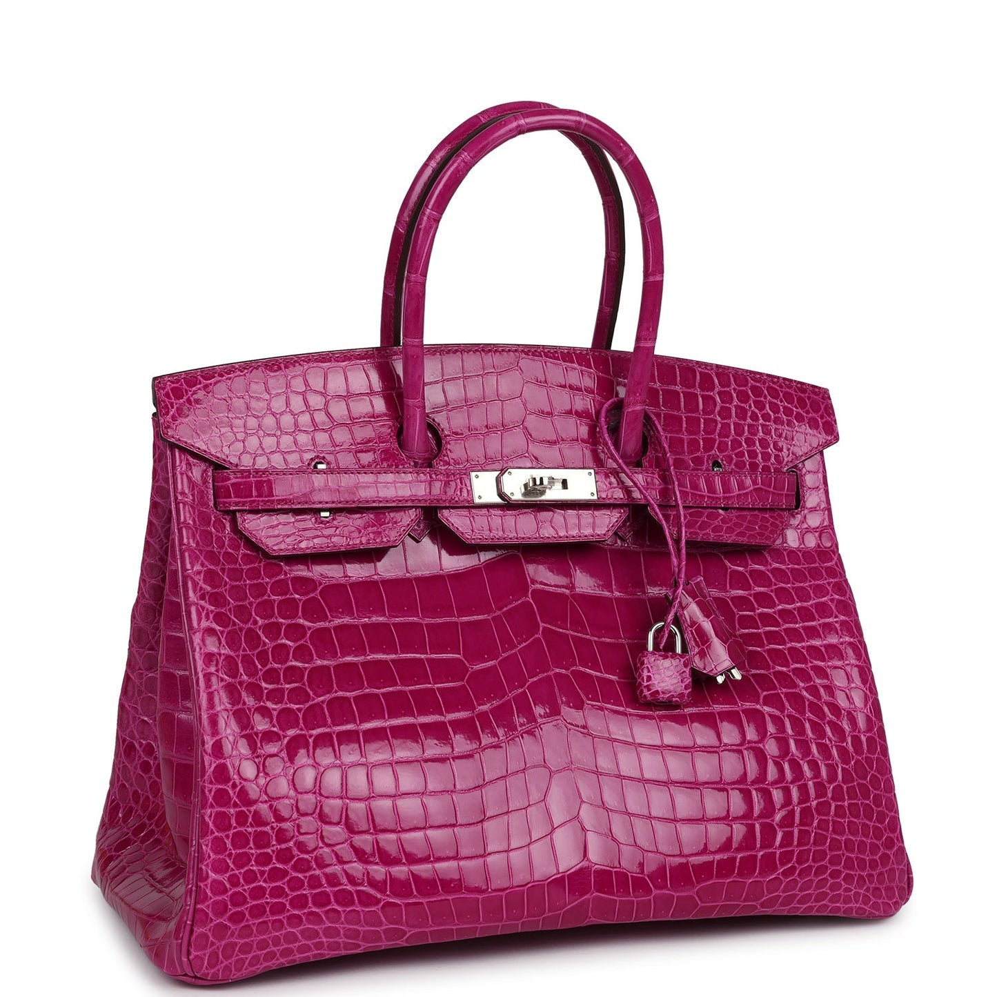 Hermes Birkin 35 Rose Sheherazade Shiny Porosus Crocodile Palladium Hardware