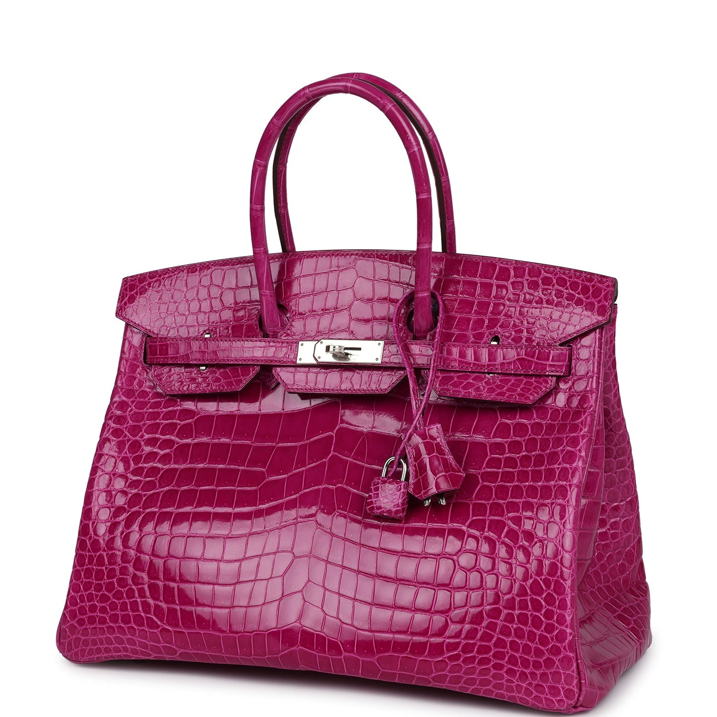 Hermes Birkin 35 Rose Sheherazade Shiny Porosus Crocodile Palladium Hardware