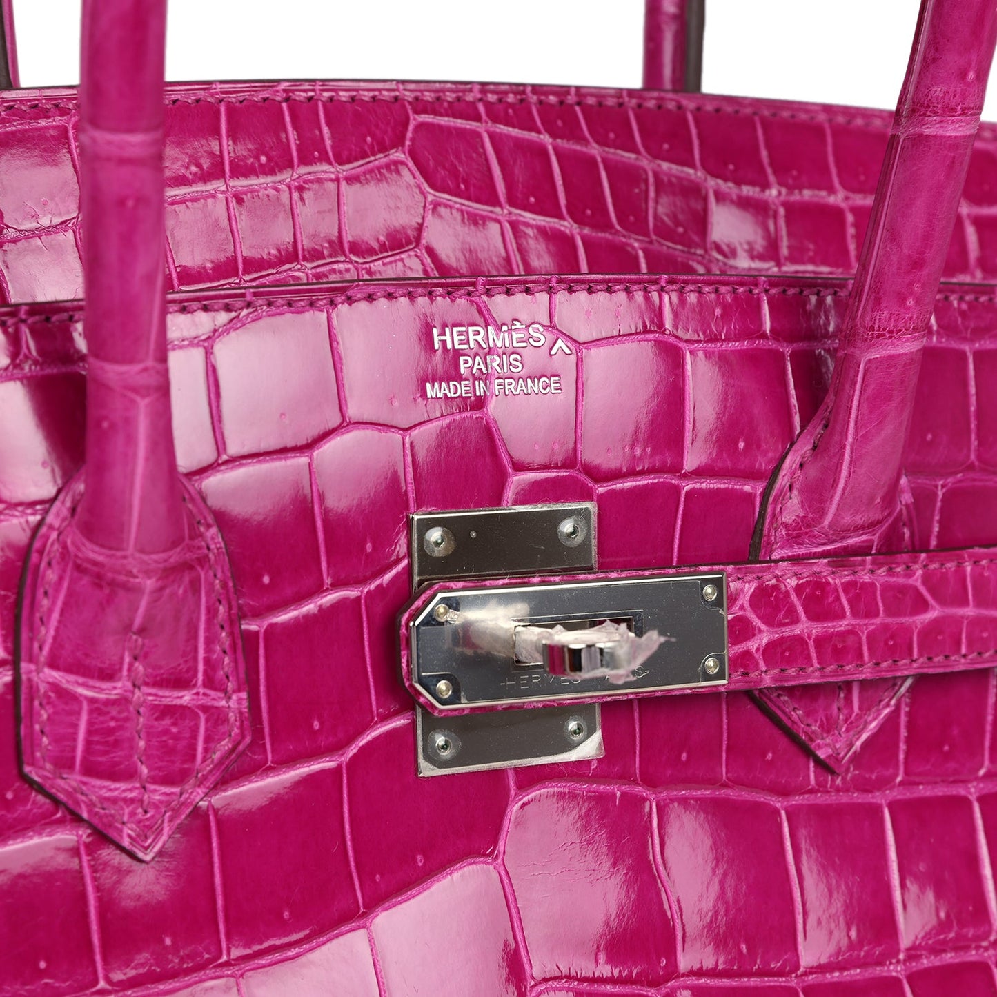 Hermes Birkin 35 Rose Sheherazade Shiny Porosus Crocodile Palladium Hardware