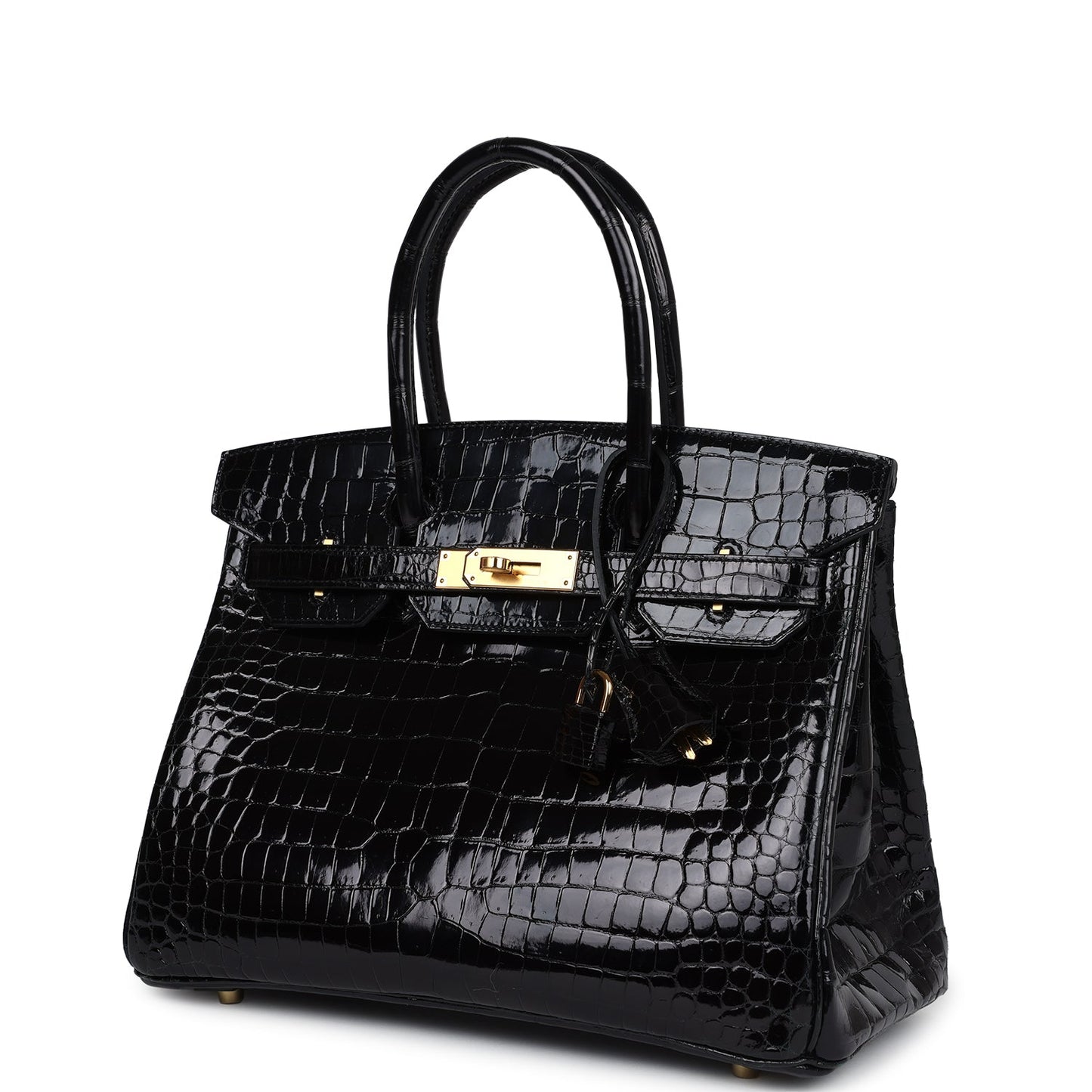 Hermes Birkin 30 Black Shiny Porosus Crocodile Gold Hardware