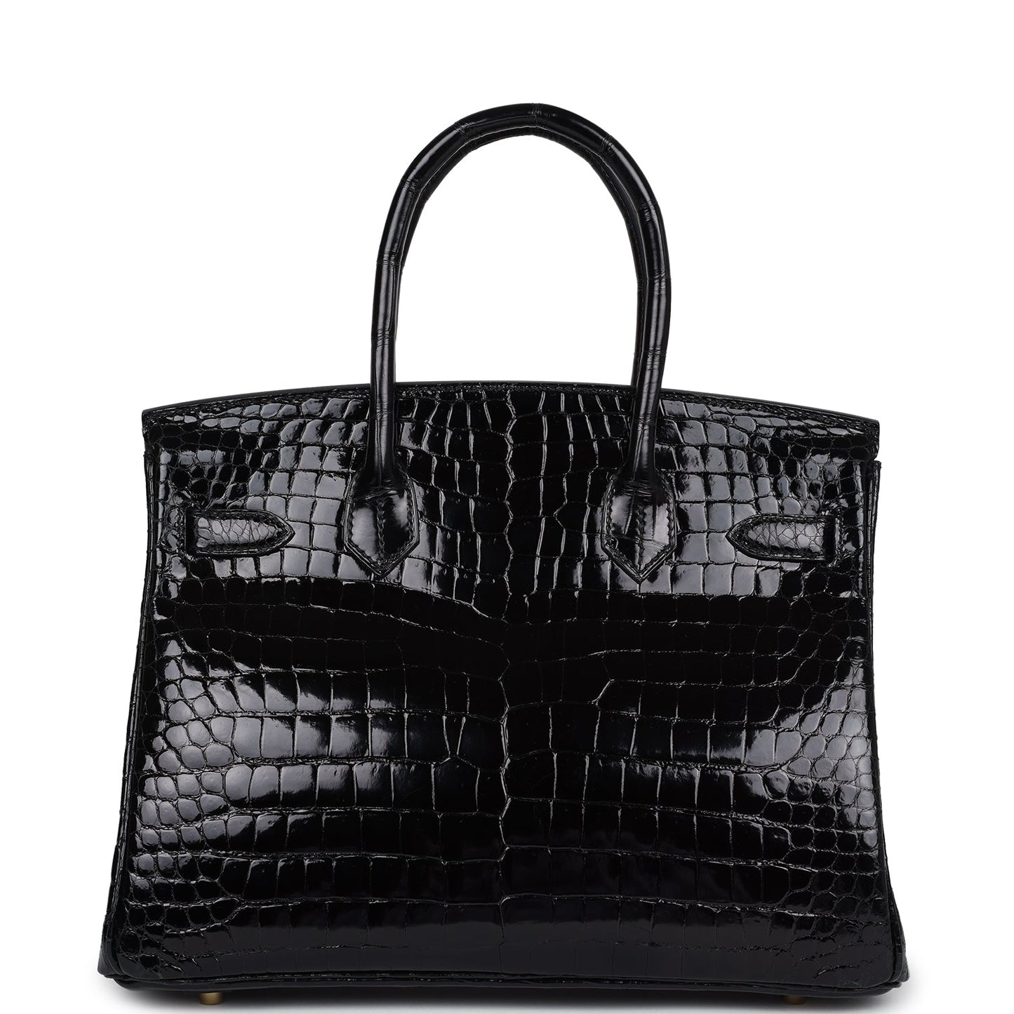 Hermes Birkin 30 Black Shiny Porosus Crocodile Gold Hardware