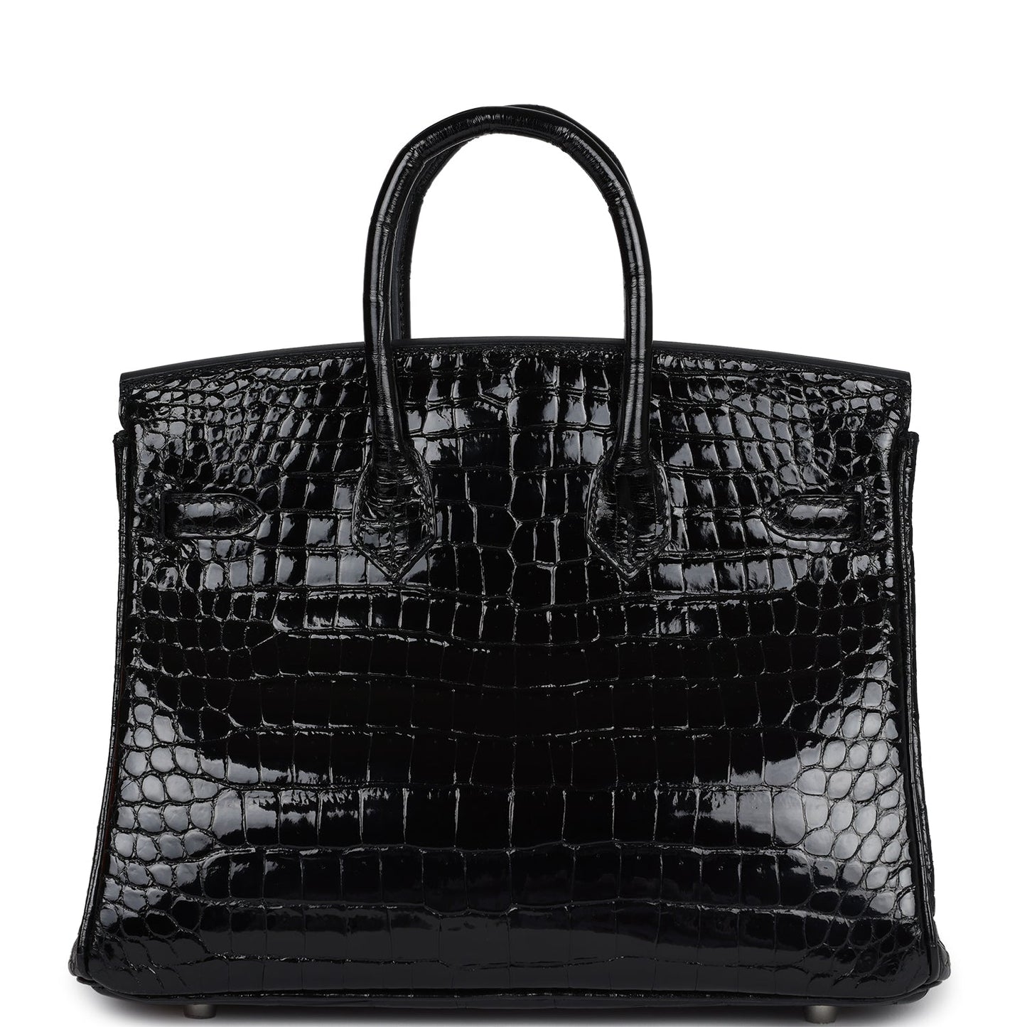 Hermes Birkin 25 Black Shiny Porosus Crocodile Palladium Hardware