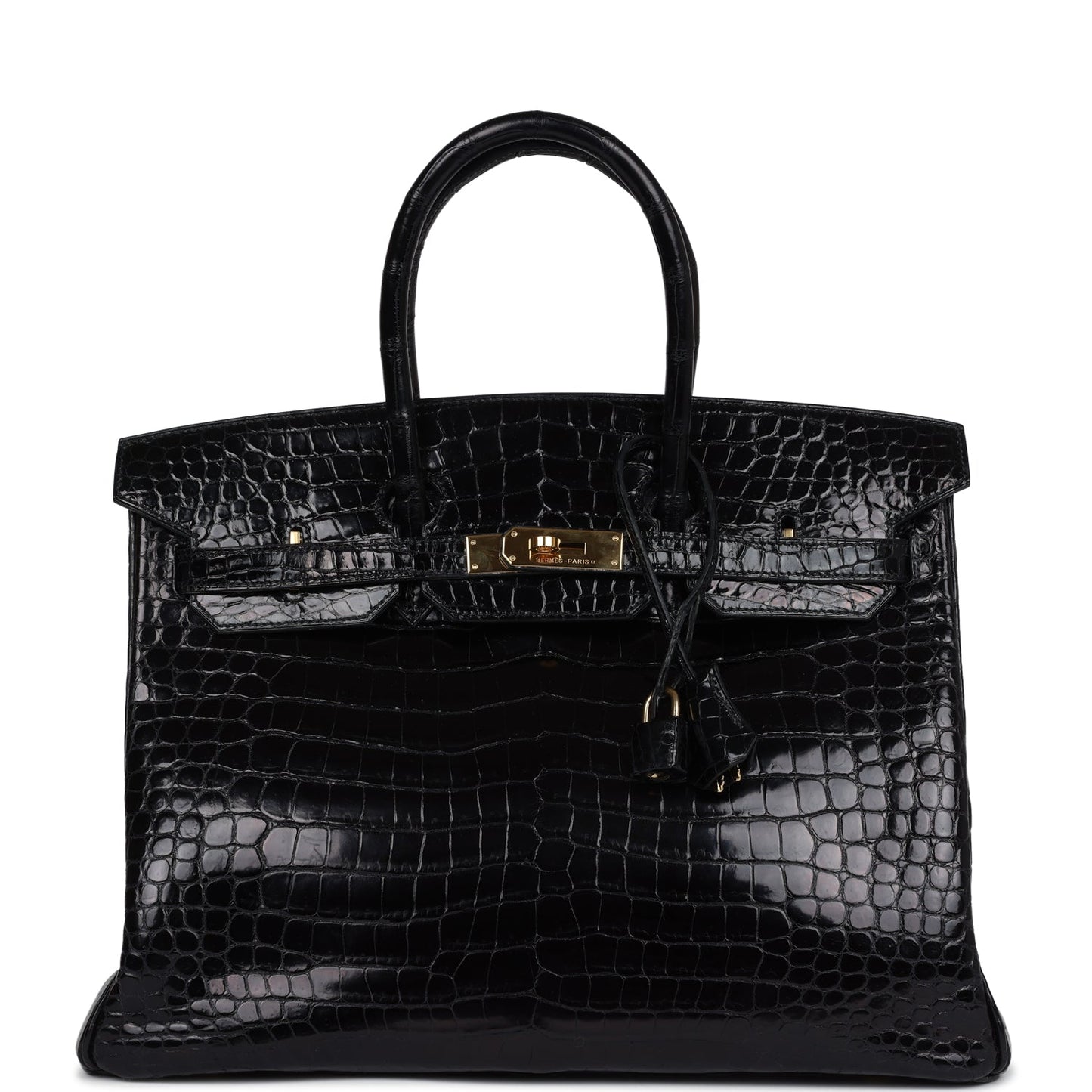 Pre-owned Hermes Birkin 35 Black Shiny Porosus Crocodile Gold Hardware - Bob Flawless Skincare 