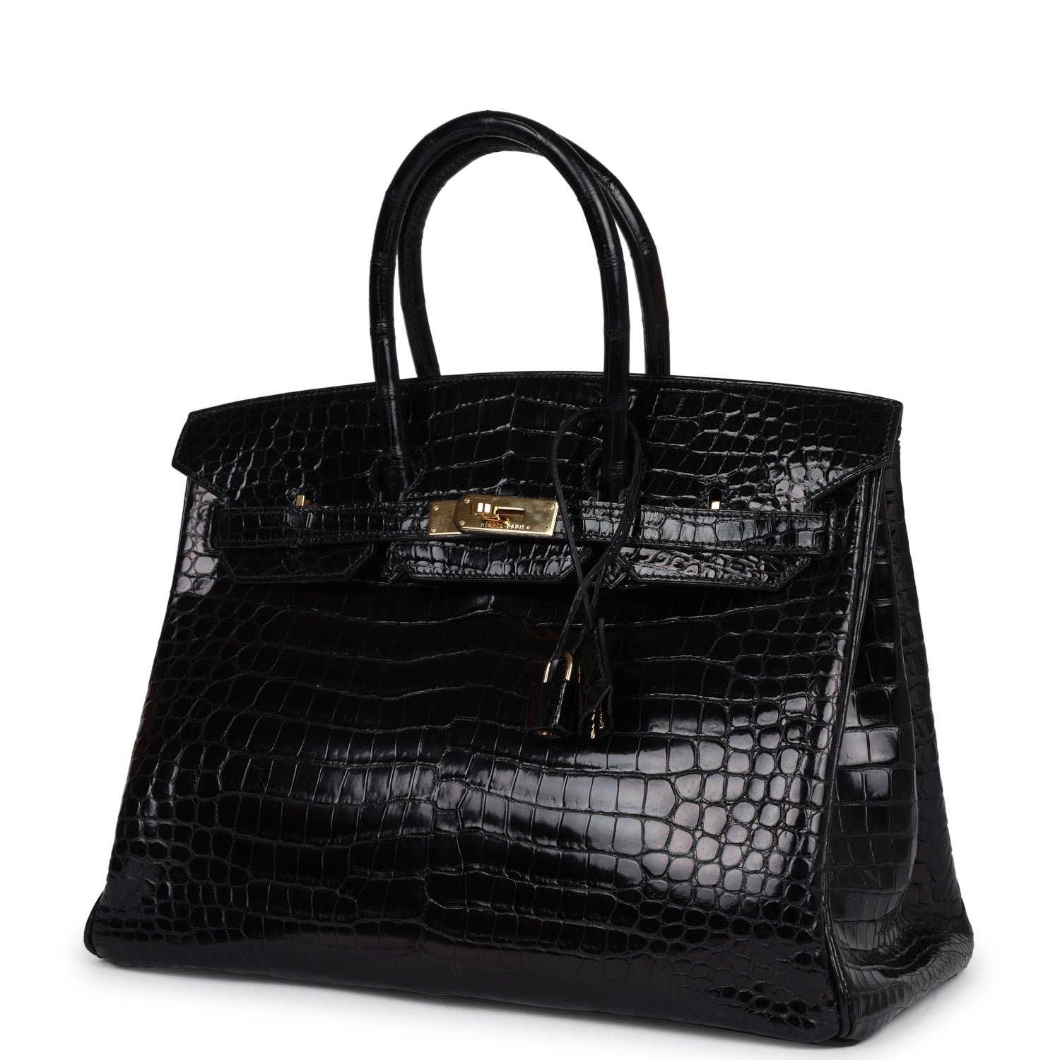 Pre-owned Hermes Birkin 35 Black Shiny Porosus Crocodile Gold Hardware - Bob Flawless Skincare 