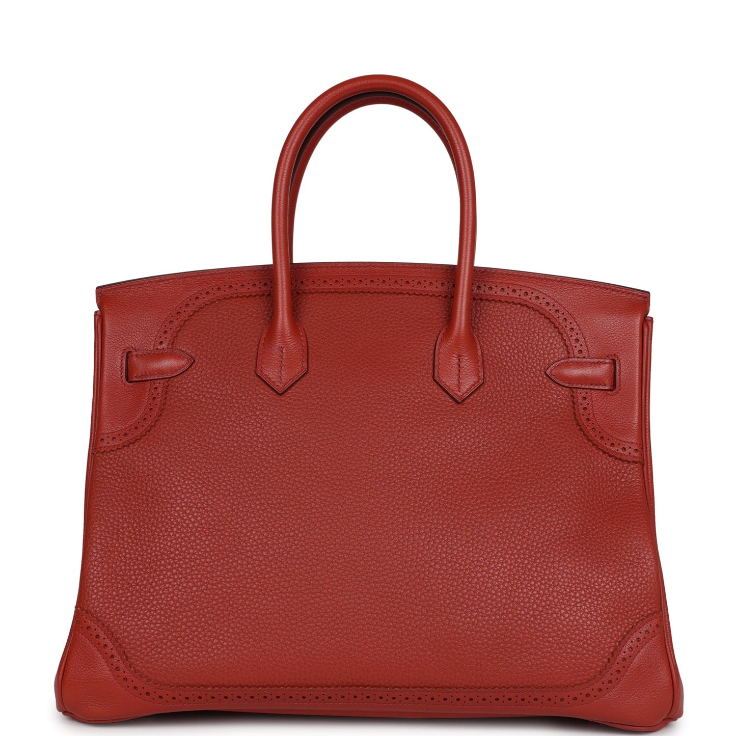 Pre-owned Hermes Birkin 35 Ghillies Brique Clemence and Evercolor Palladium Hardware