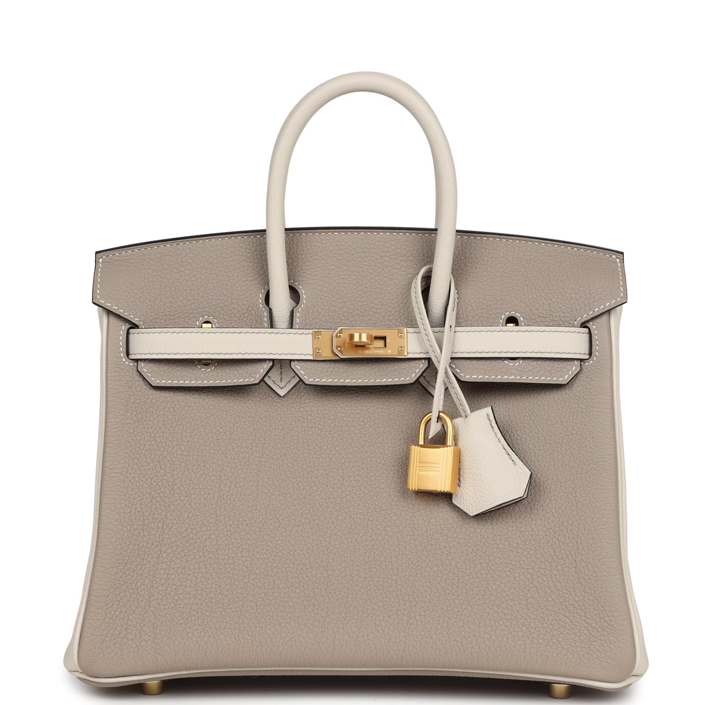 Hermes Special Order (HSS) Birkin 25 Gris Asphalte and Craie Togo Brushed Gold Hardware