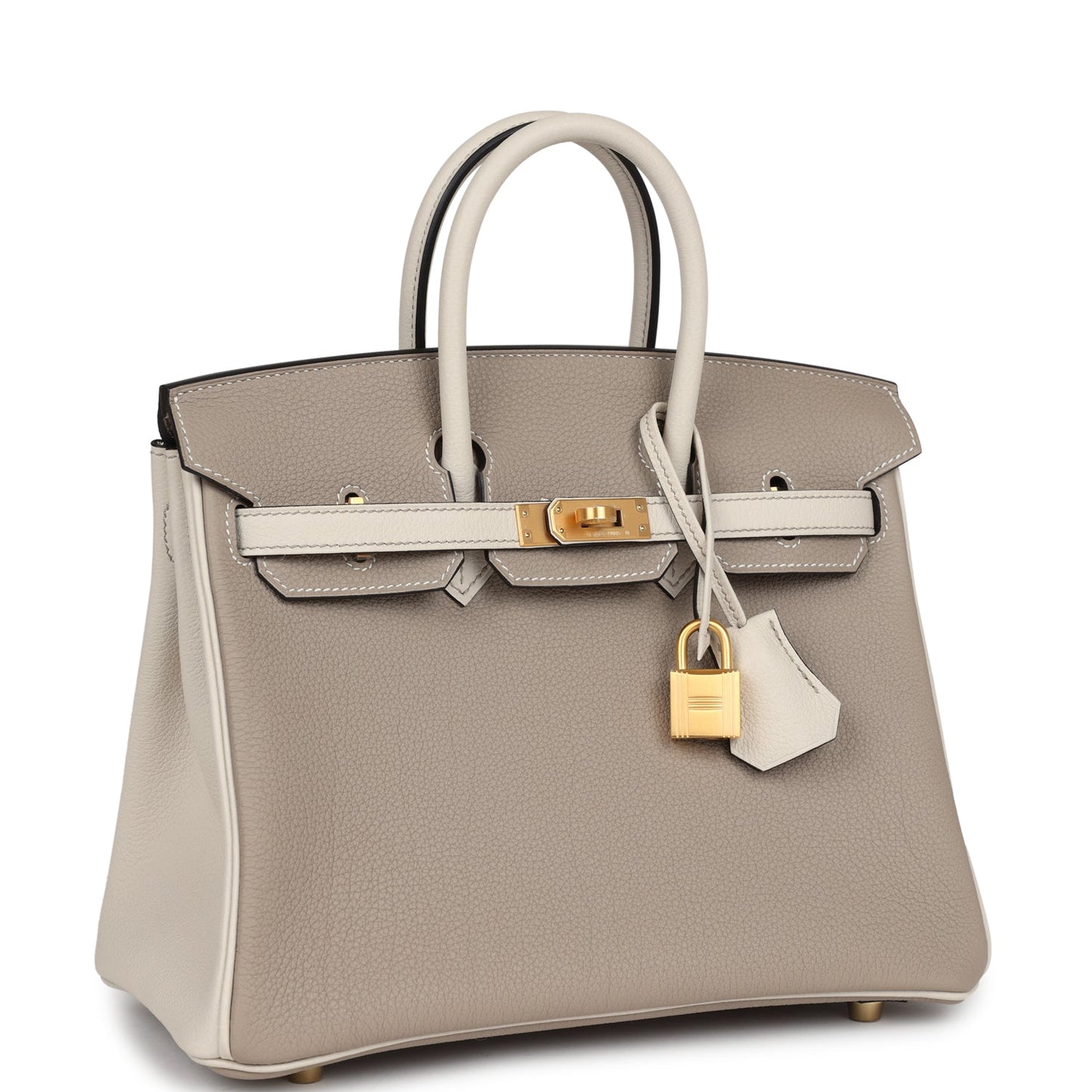 Hermes Special Order (HSS) Birkin 25 Gris Asphalte and Craie Togo Brushed Gold Hardware