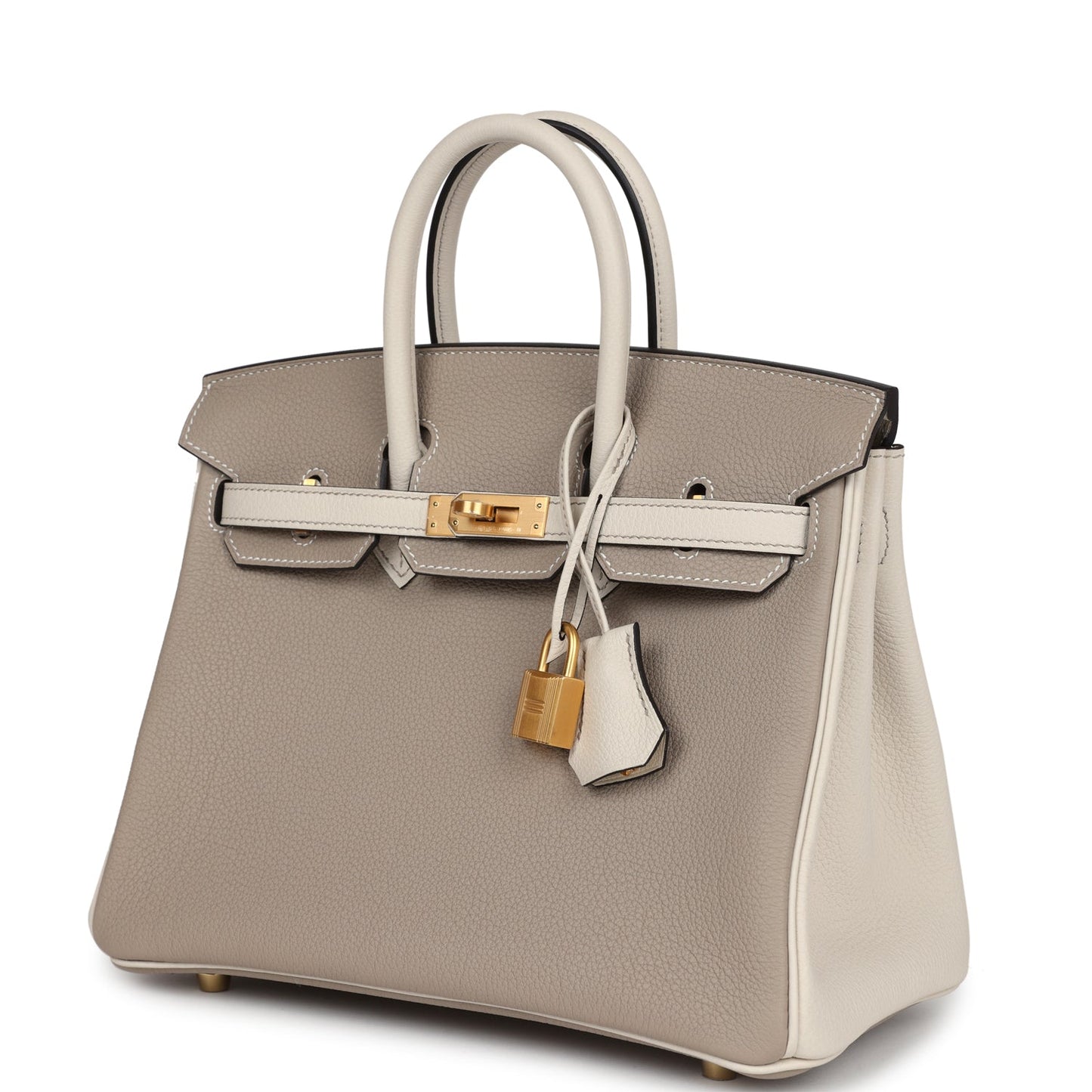 Hermes Special Order (HSS) Birkin 25 Gris Asphalte and Craie Togo Brushed Gold Hardware