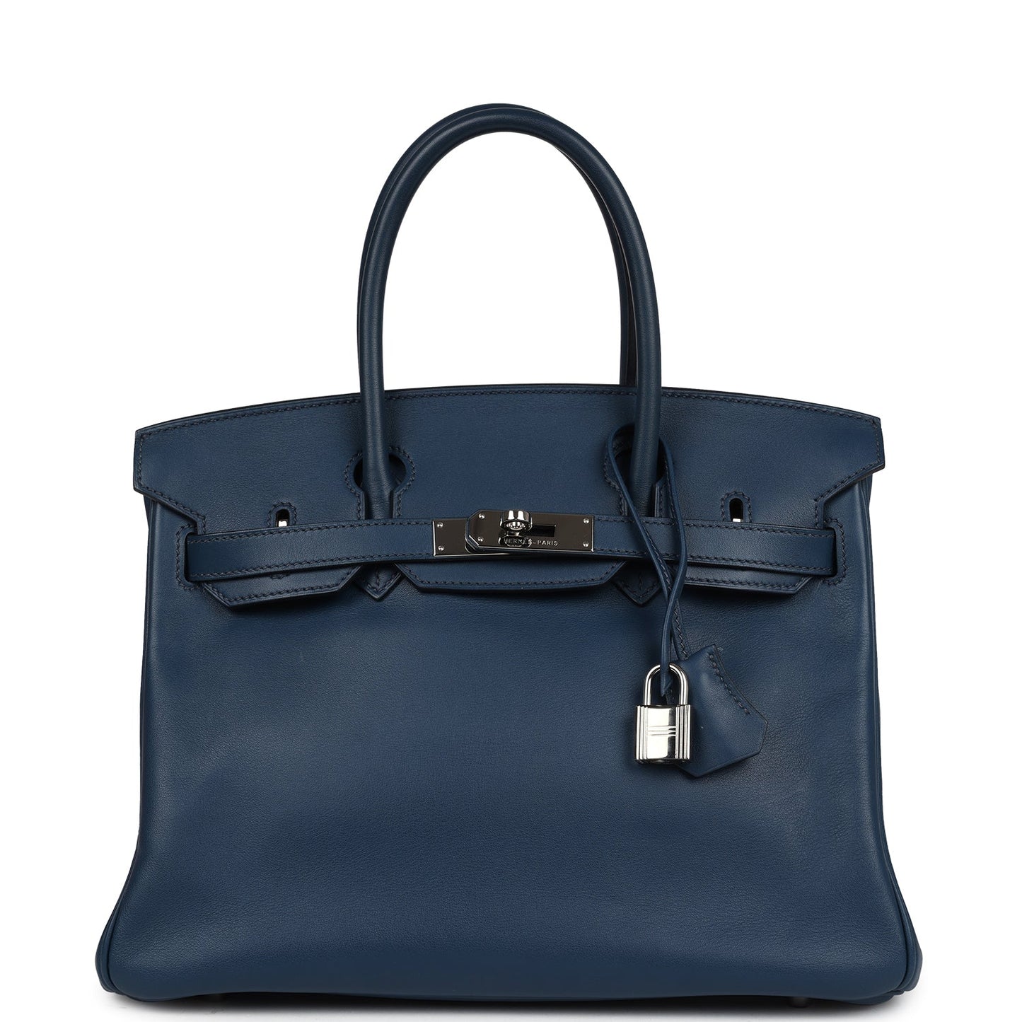 Pre-owned Hermes Birkin 30 Deep Bleu Swift Palladium Hardware