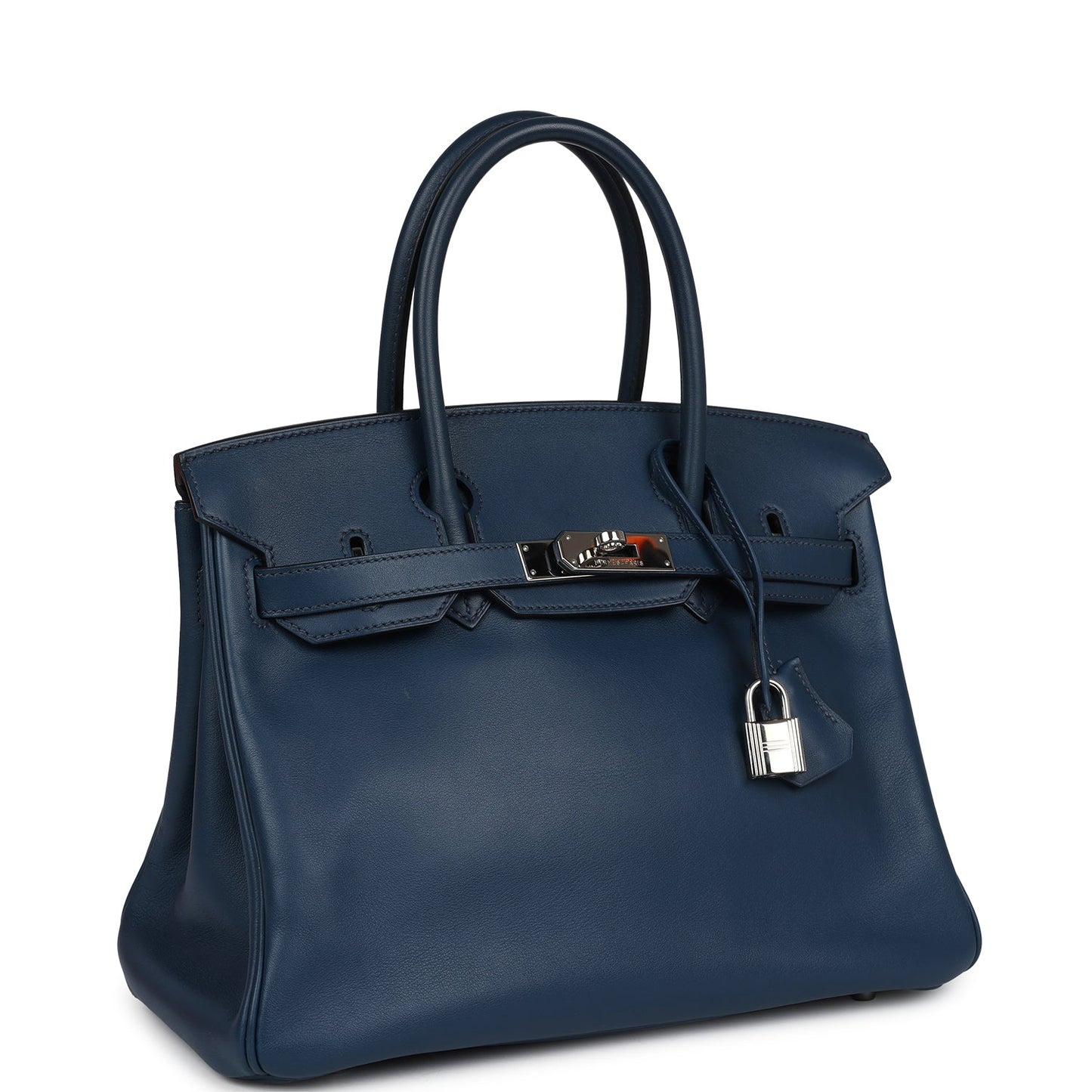 Pre-owned Hermes Birkin 30 Deep Bleu Swift Palladium Hardware