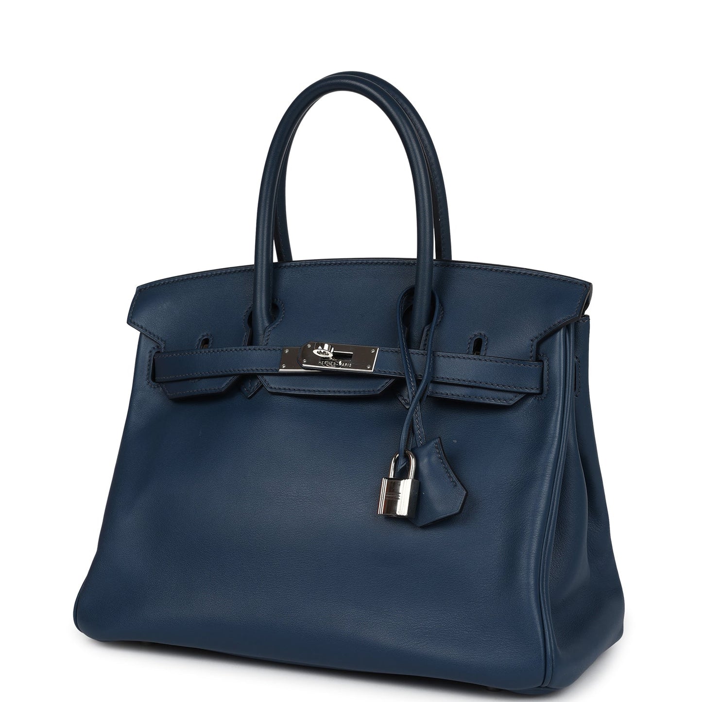 Pre-owned Hermes Birkin 30 Deep Bleu Swift Palladium Hardware