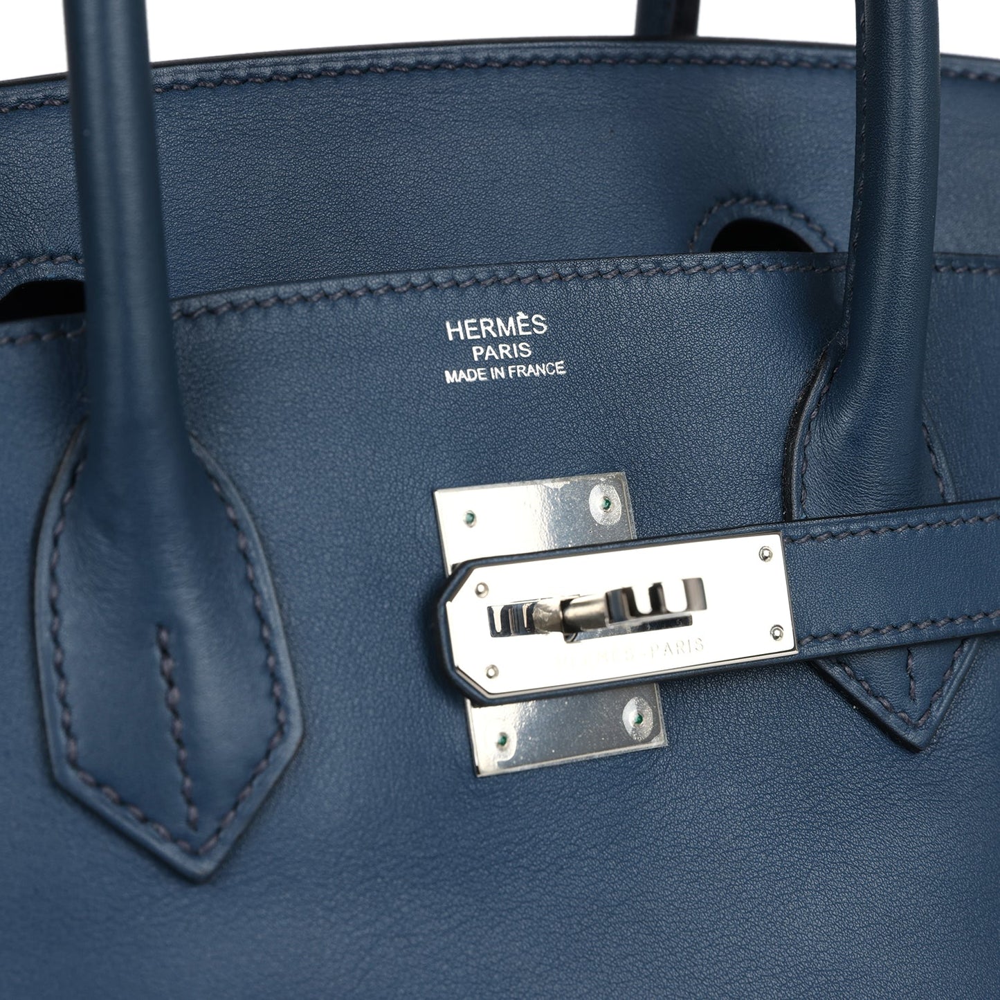 Pre-owned Hermes Birkin 30 Deep Bleu Swift Palladium Hardware