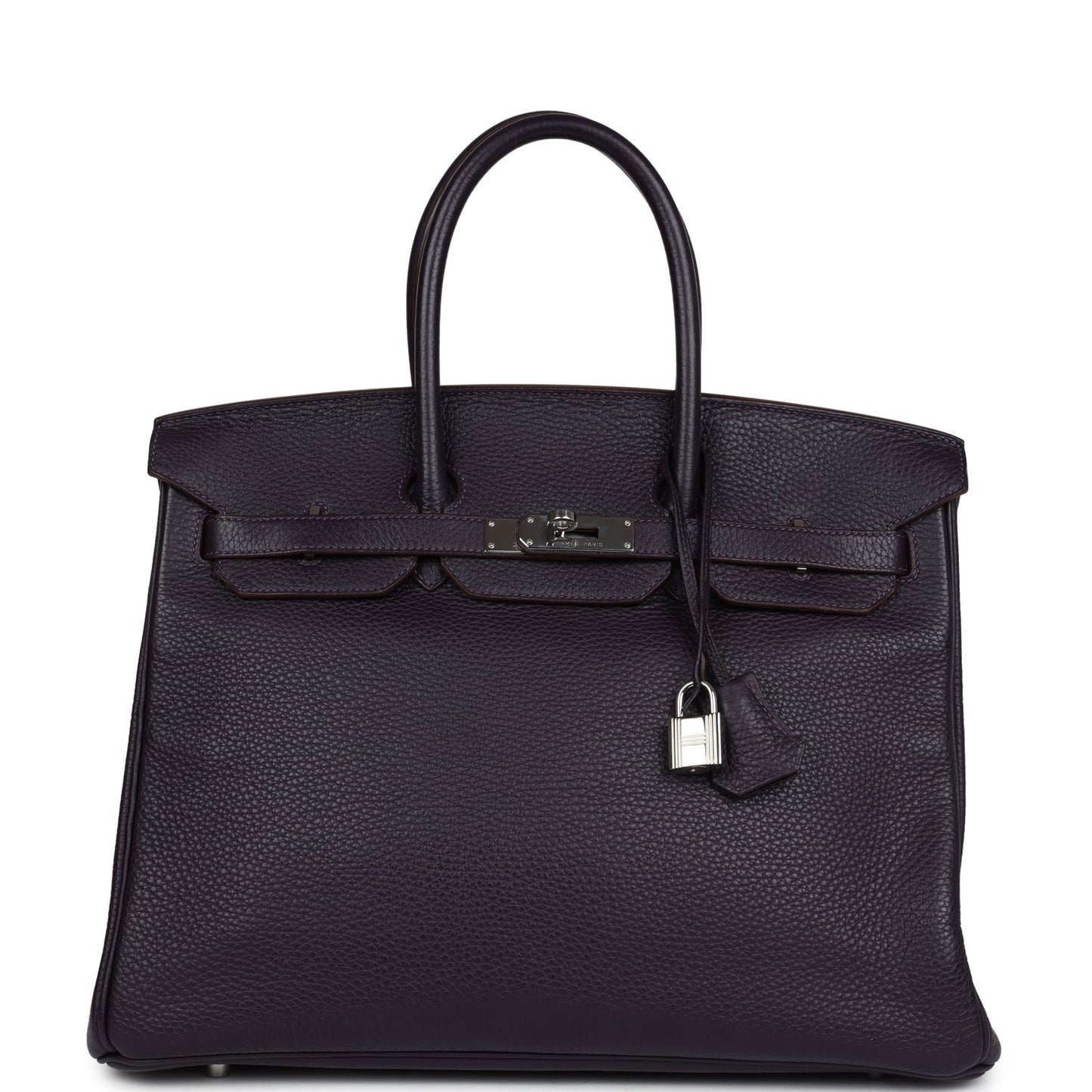 Pre-owned Hermes Birkin 35 Raisin Clemence Palladium Hardware