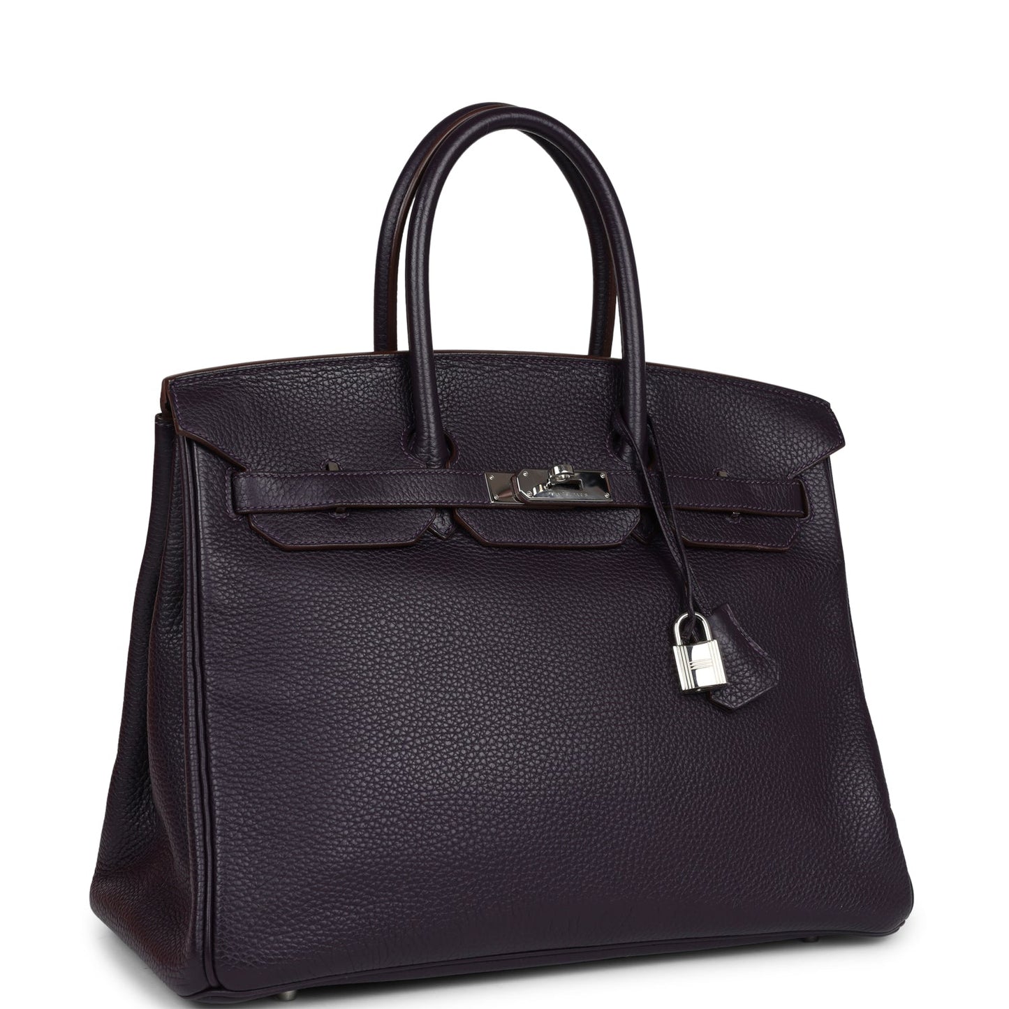 Pre-owned Hermes Birkin 35 Raisin Clemence Palladium Hardware