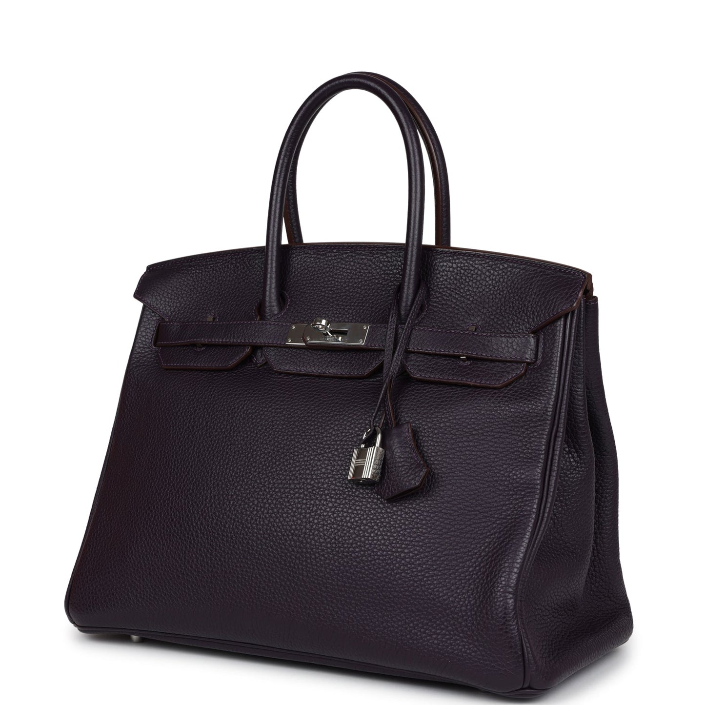 Pre-owned Hermes Birkin 35 Raisin Clemence Palladium Hardware