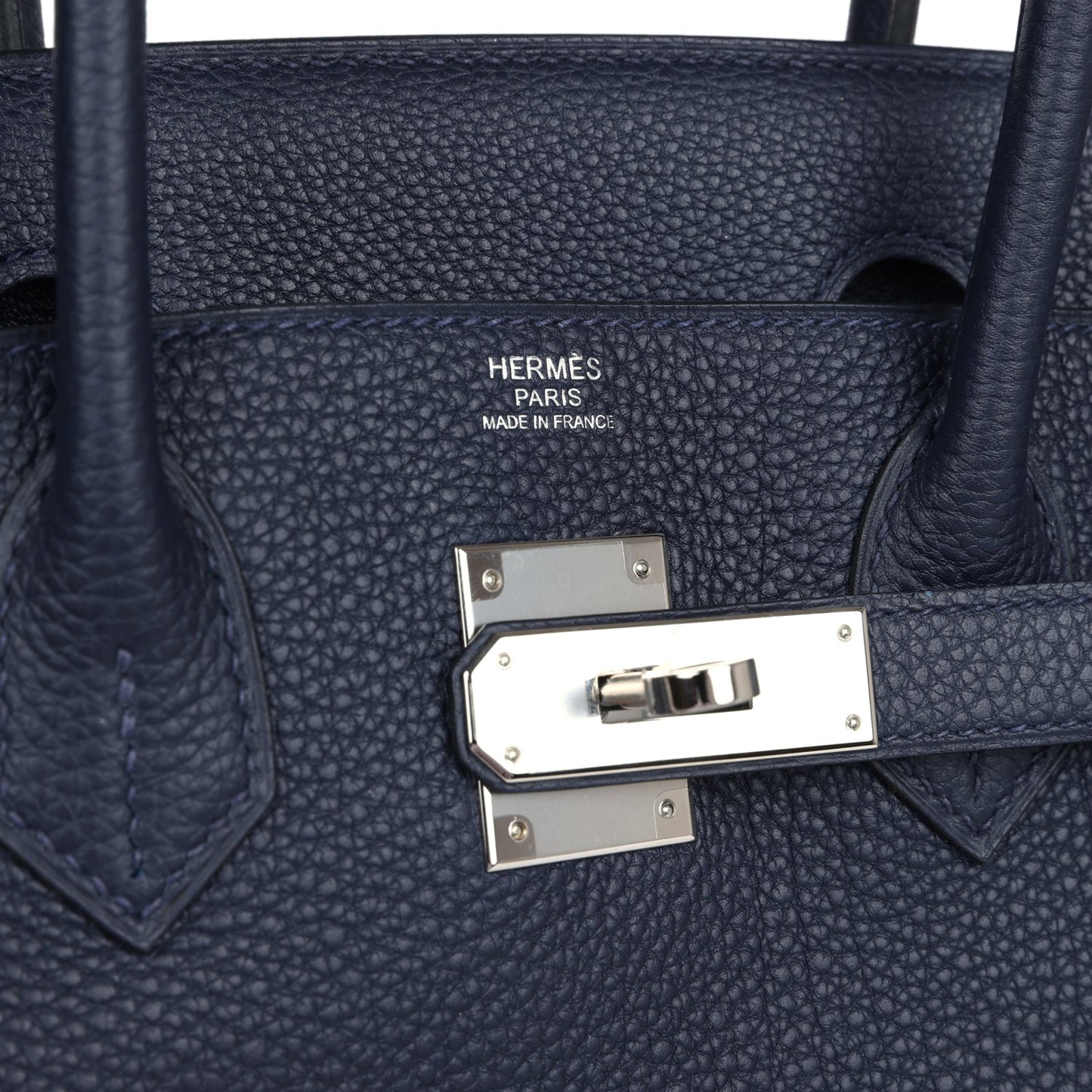 Pre-owned Hermes Birkin 30 Bleu Nuit Togo Palladium Hardware