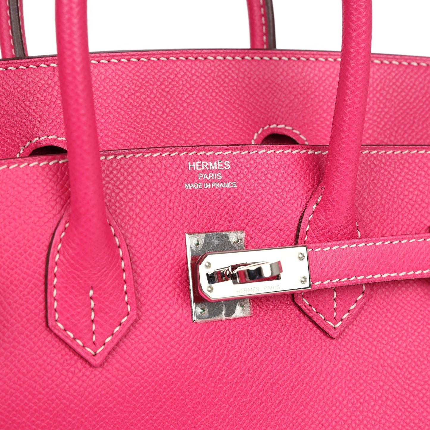 Pre-owned Hermes Birkin 25 Rose Tyrien Epsom Palladium Hardware