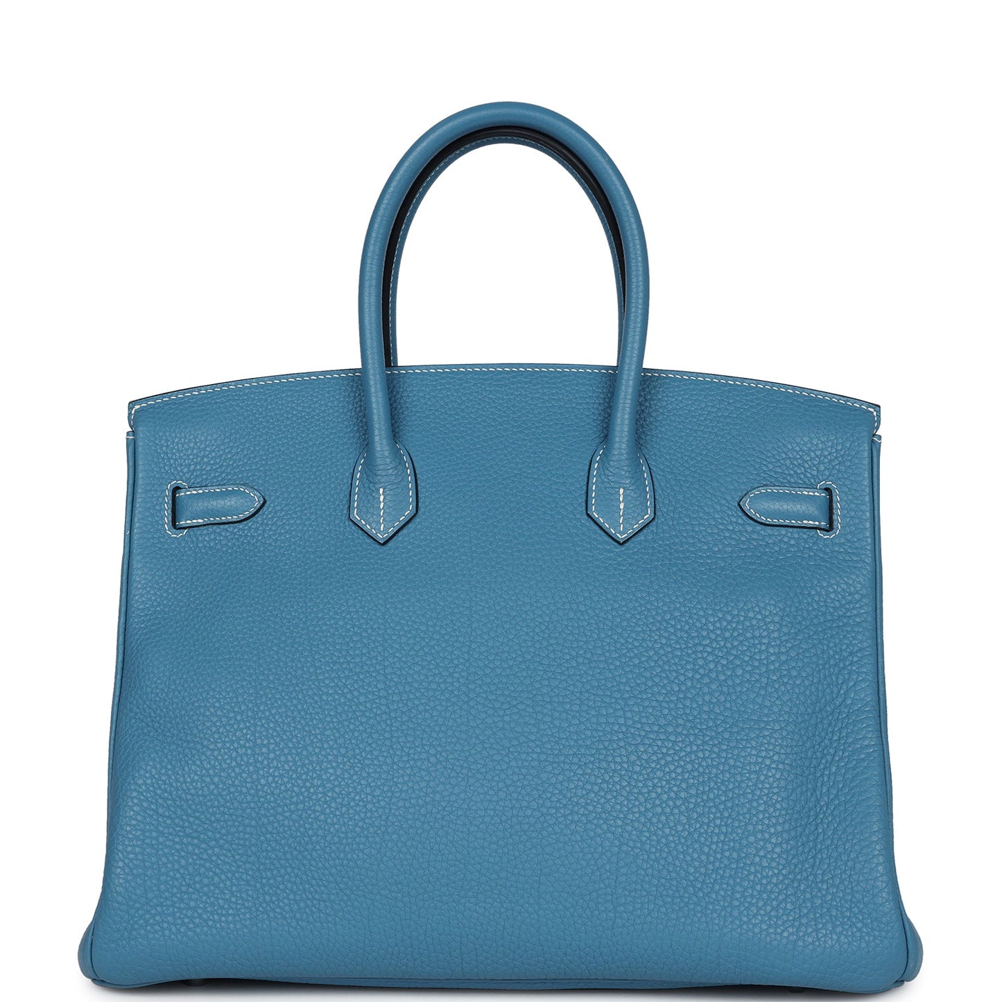 Pre-owned Hermes Birkin 35 Blue Jean Clemence Palladium Hardware - Bob Flawless Skincare 