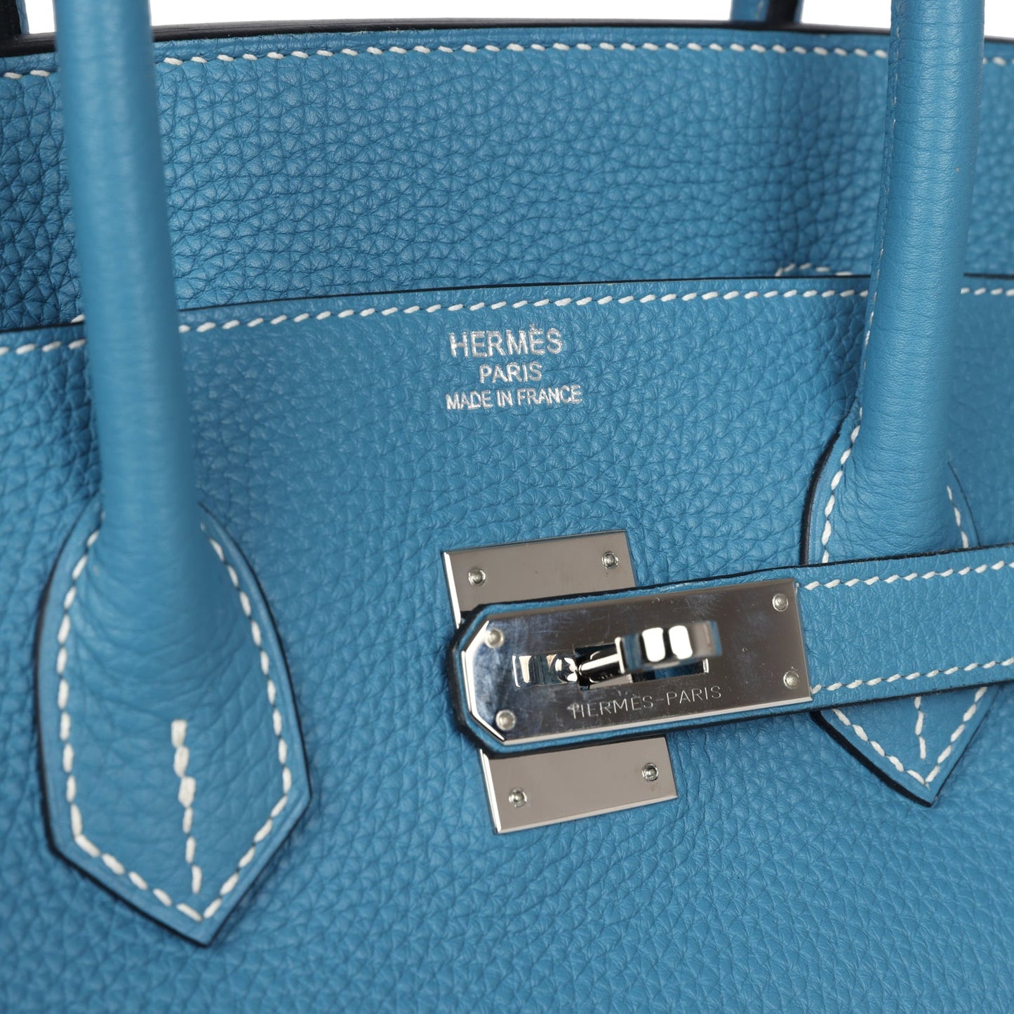 Pre-owned Hermes Birkin 35 Blue Jean Clemence Palladium Hardware - Bob Flawless Skincare 