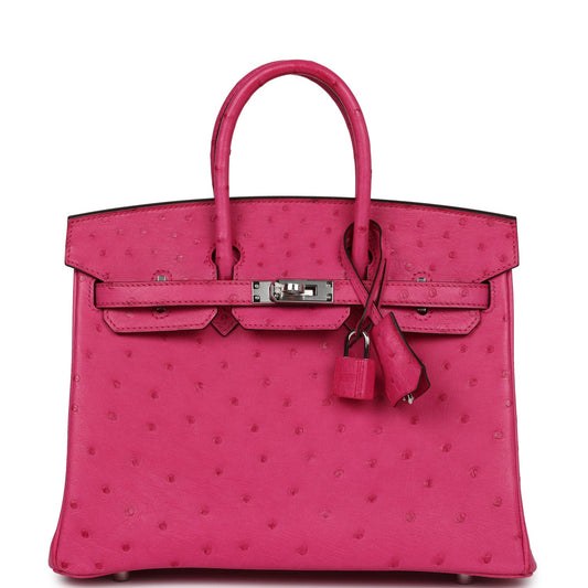 Hermes Birkin 25 Rose Tyrien Ostrich Palladium Hardware - Bob Flawless Skincare 