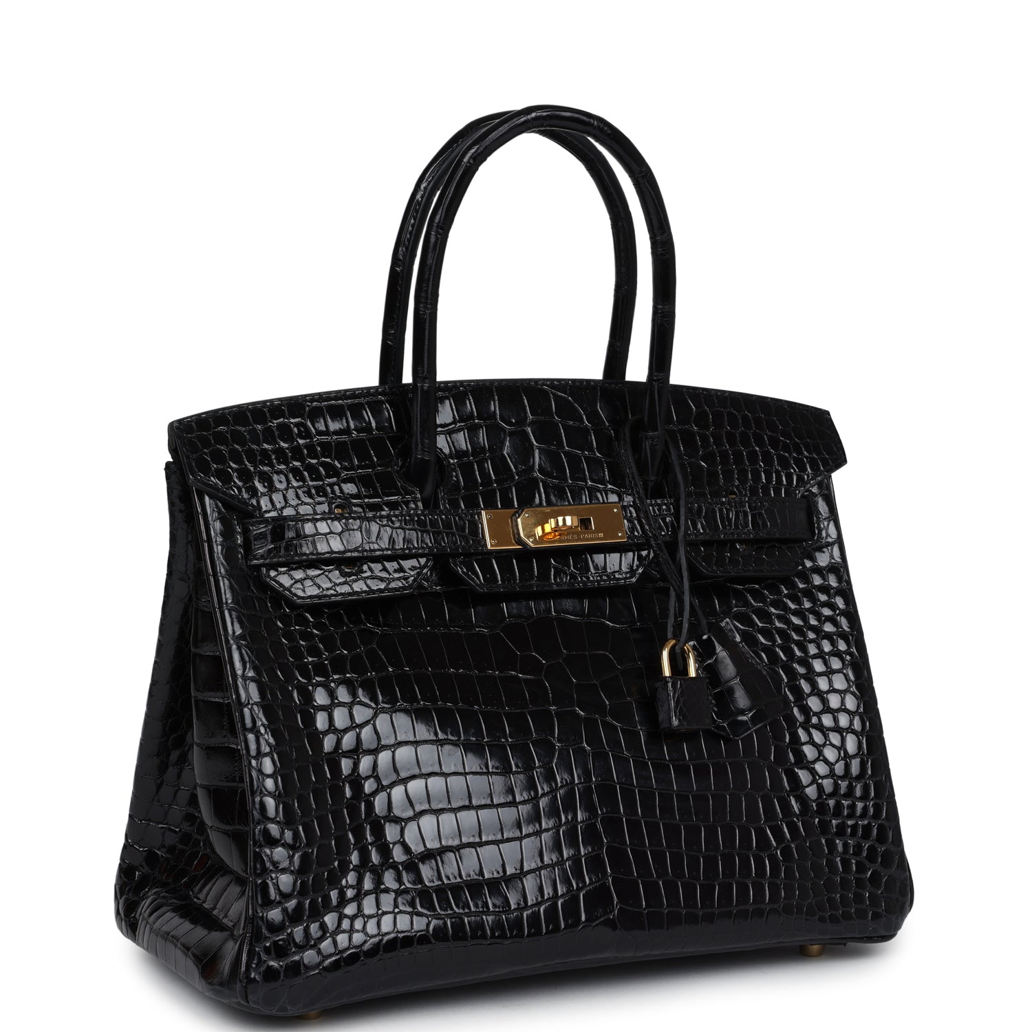 Pre-owned Hermes Birkin 30 Black Shiny Porosus Crocodile Gold Hardware - Bob Flawless Skincare 