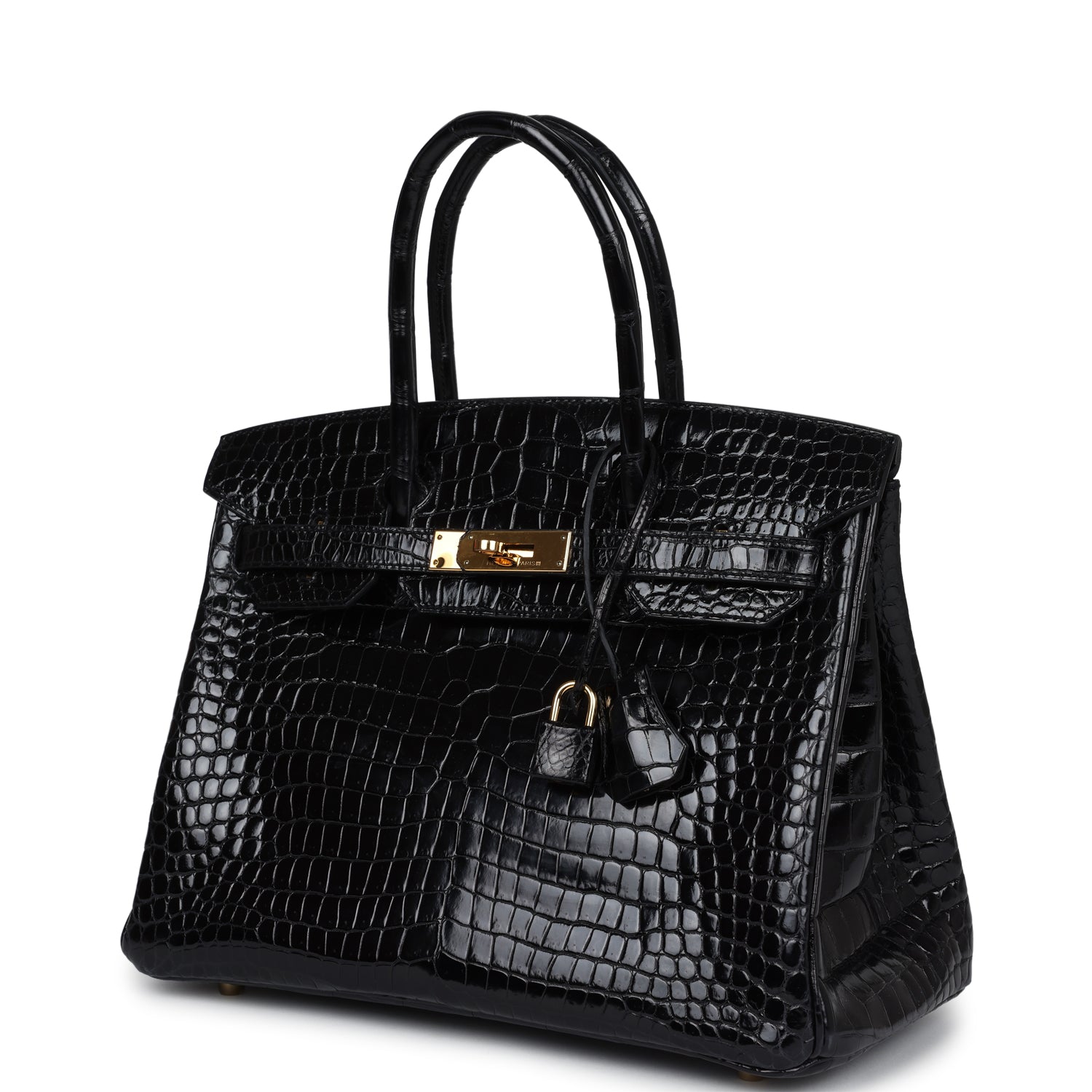 Pre-owned Hermes Birkin 30 Black Shiny Porosus Crocodile Gold Hardware - Bob Flawless Skincare 