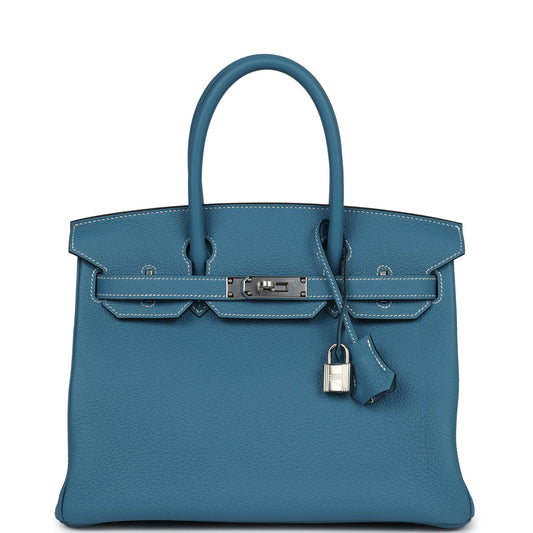 Hermes Birkin 30 Blue Jean Togo Palladium Hardware - Bob Flawless Skincare 