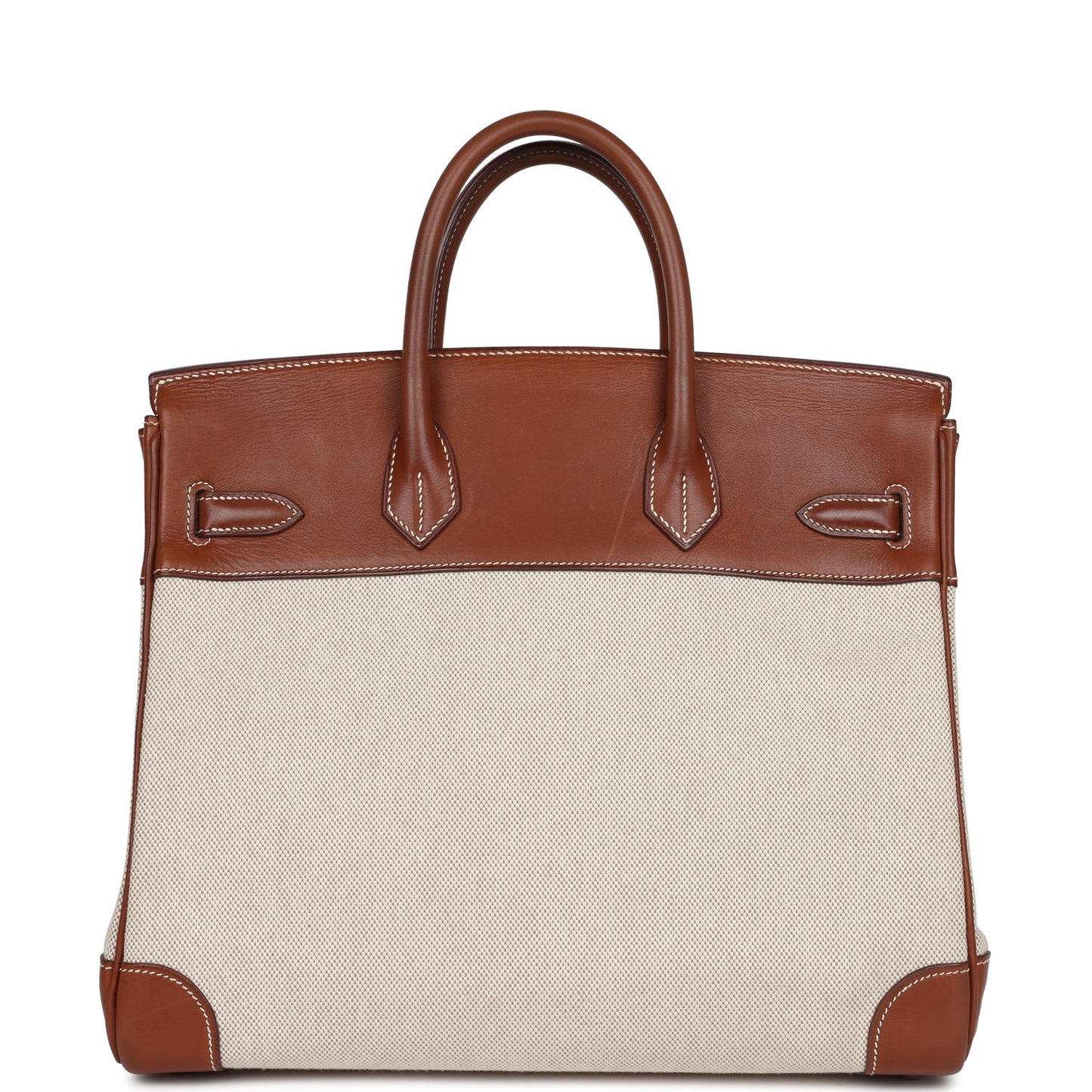 Pre-owned Hermes HAC Birkin 32 Toile and Fauve Barenia Palladium Hardware - Bob Flawless Skincare 