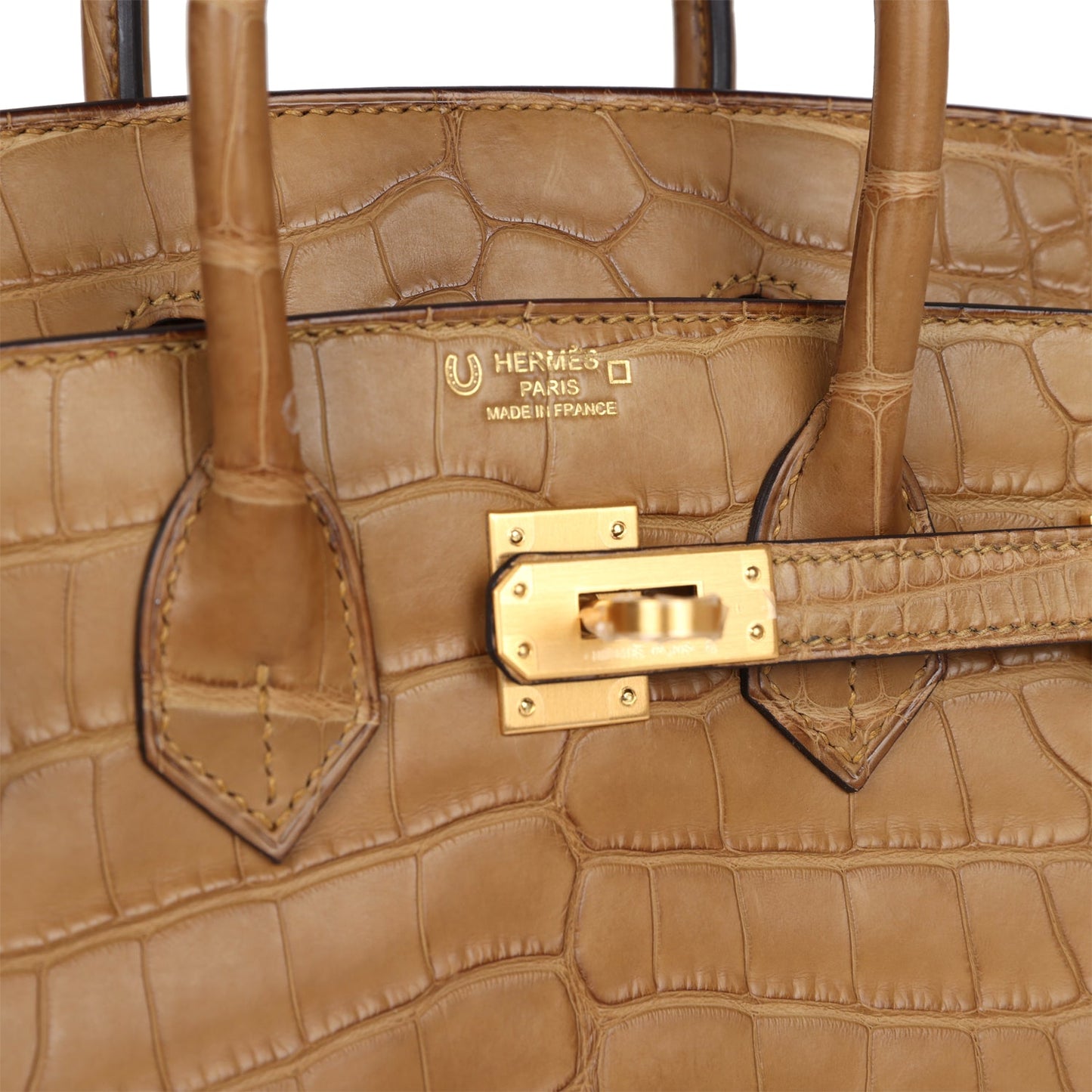 Hermes Special Order (HSS) Birkin 25 Kraft Verso Matte Alligator Brushed Gold Hardware - Bob Flawless Skincare 