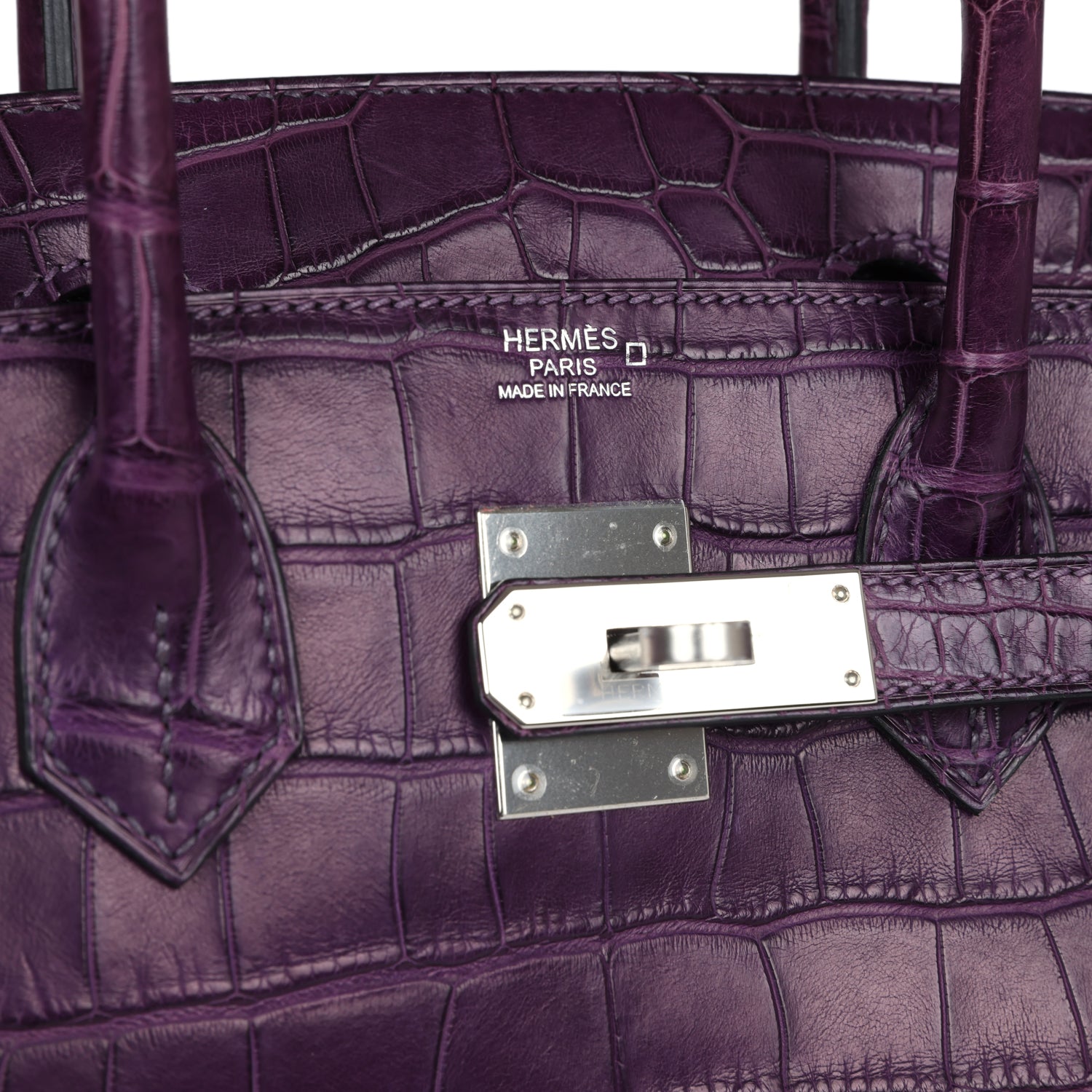 Hermes Birkin 30 Amethyst Matte Alligator Palladium Hardware - Bob Flawless Skincare 