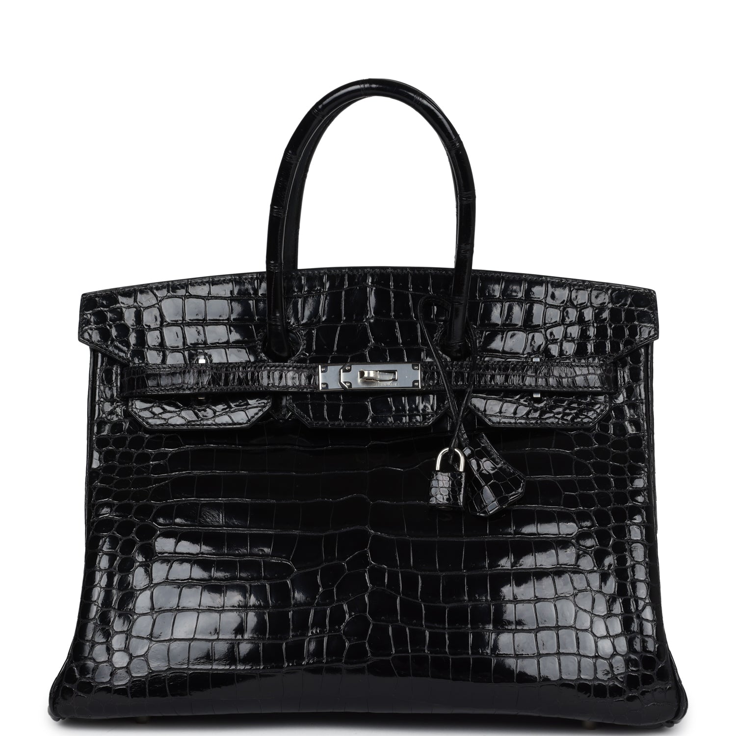 Vintage Hermes Birkin 35 Black Shiny Porosus Crocodile Palladium Hardware - Bob Flawless Skincare 