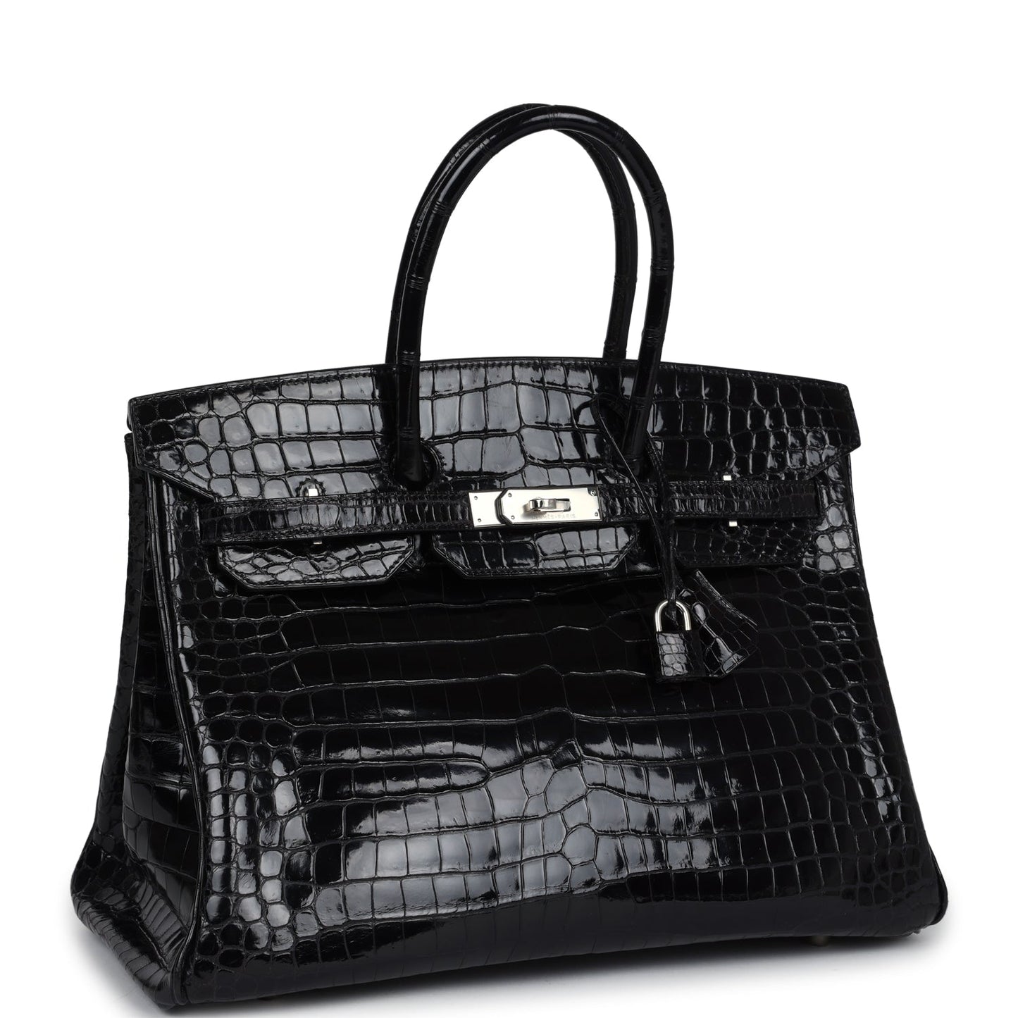 Vintage Hermes Birkin 35 Black Shiny Porosus Crocodile Palladium Hardware - Bob Flawless Skincare 