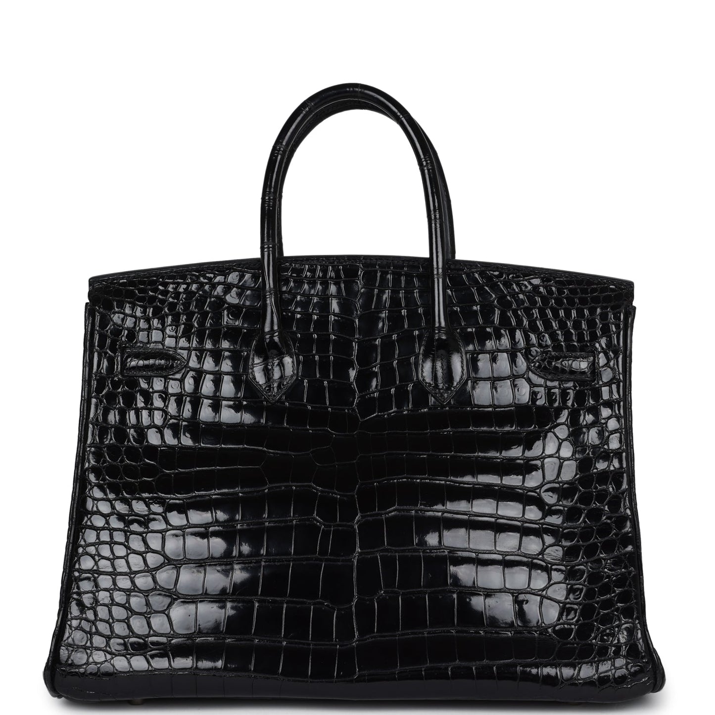 Vintage Hermes Birkin 35 Black Shiny Porosus Crocodile Palladium Hardware - Bob Flawless Skincare 