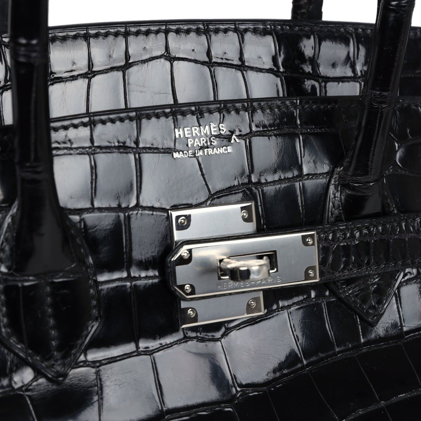 Vintage Hermes Birkin 35 Black Shiny Porosus Crocodile Palladium Hardware - Bob Flawless Skincare 