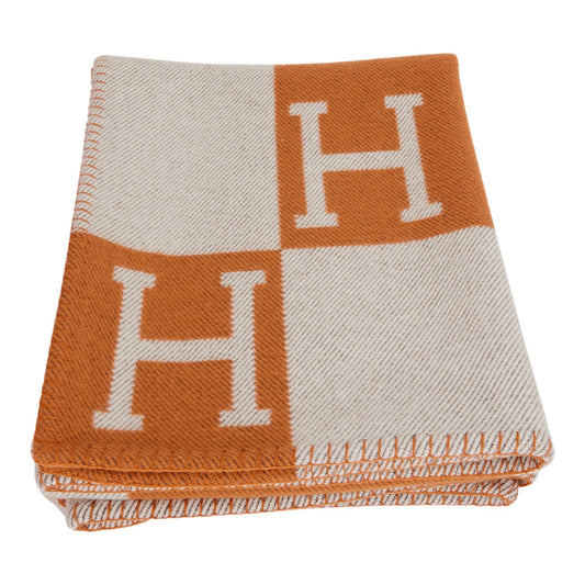 Hermes "Classic Avalon" Ecru and Potiron Blanket