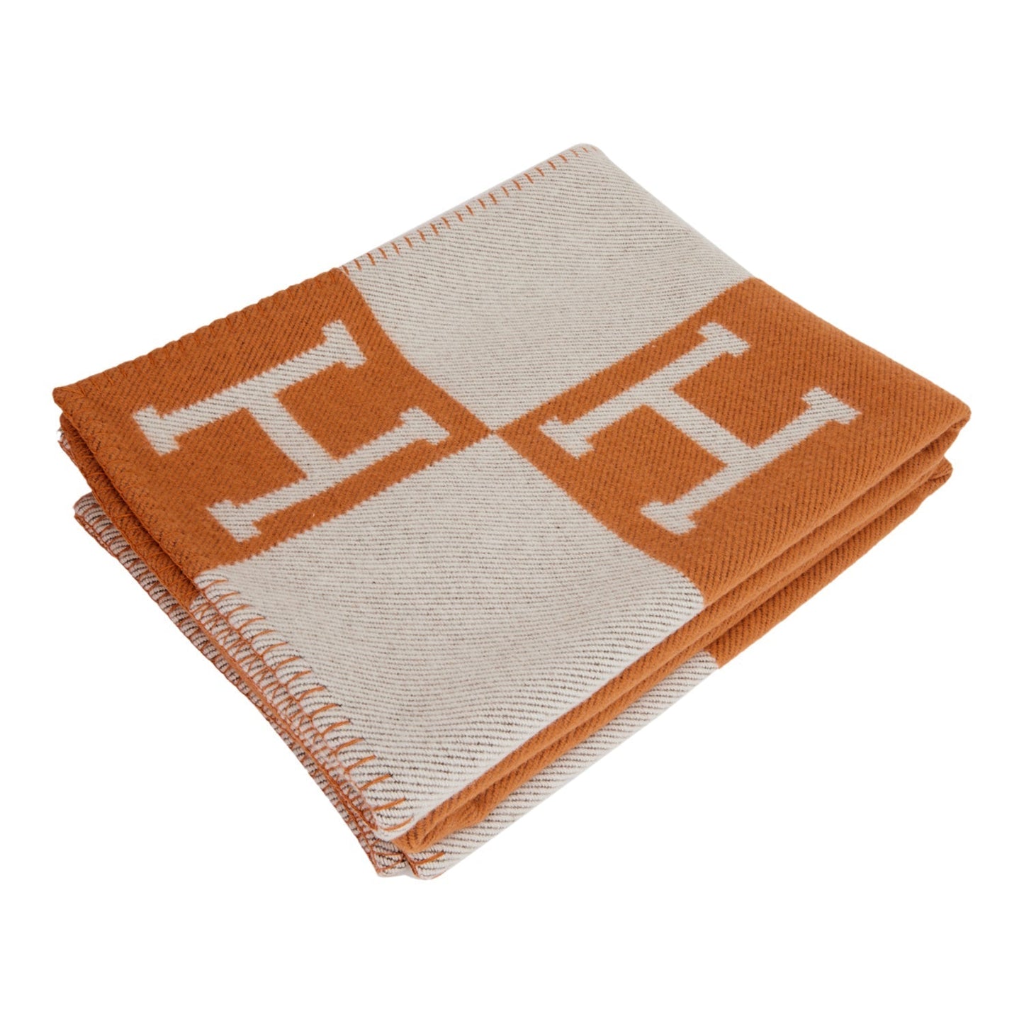 Hermes "Classic Avalon" Ecru and Potiron Blanket