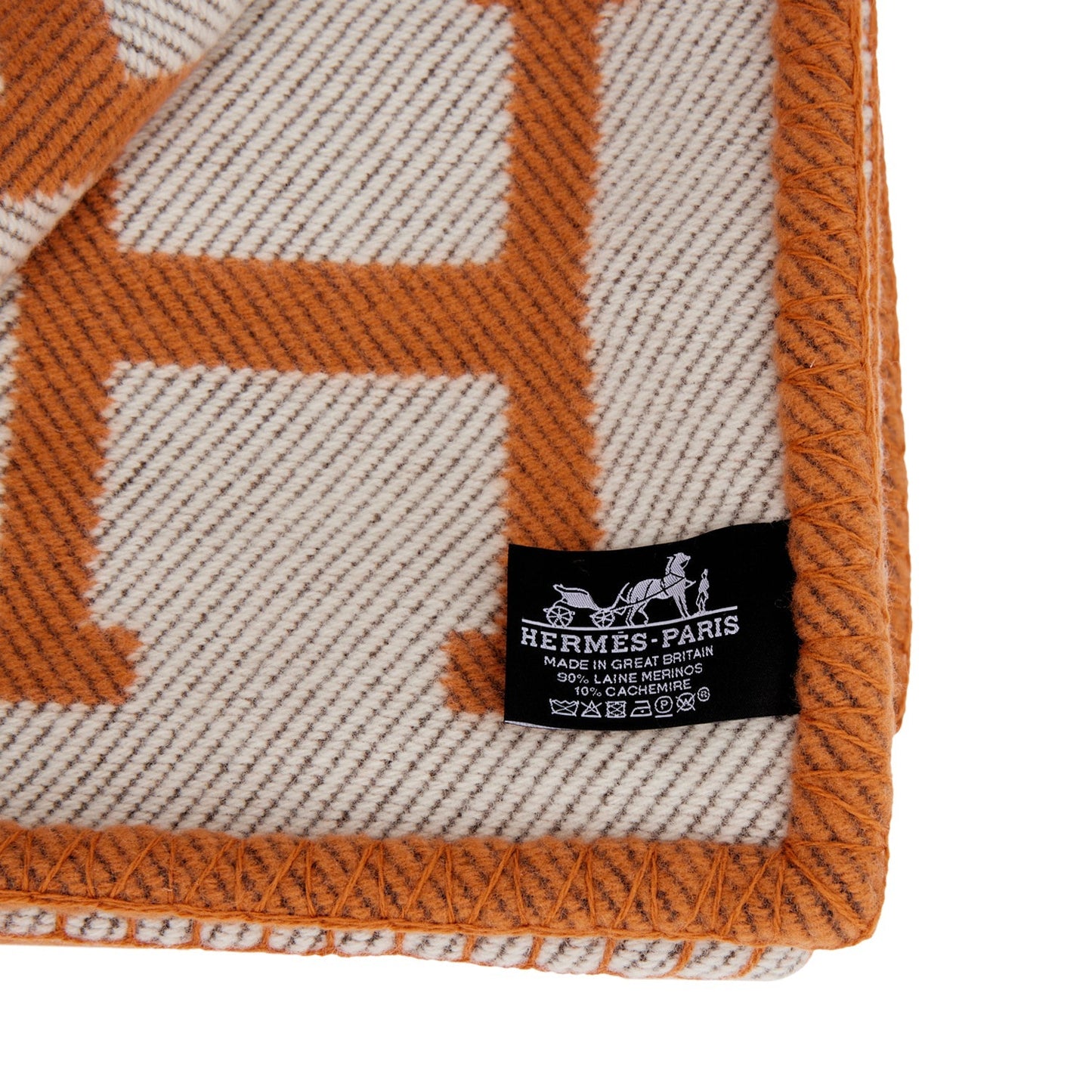 Hermes "Classic Avalon" Ecru and Potiron Blanket