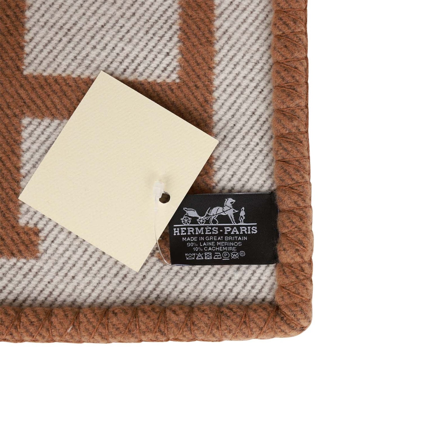 Hermes "Classic Avalon" Ecru and Camel Blanket - Bob Flawless Skincare 